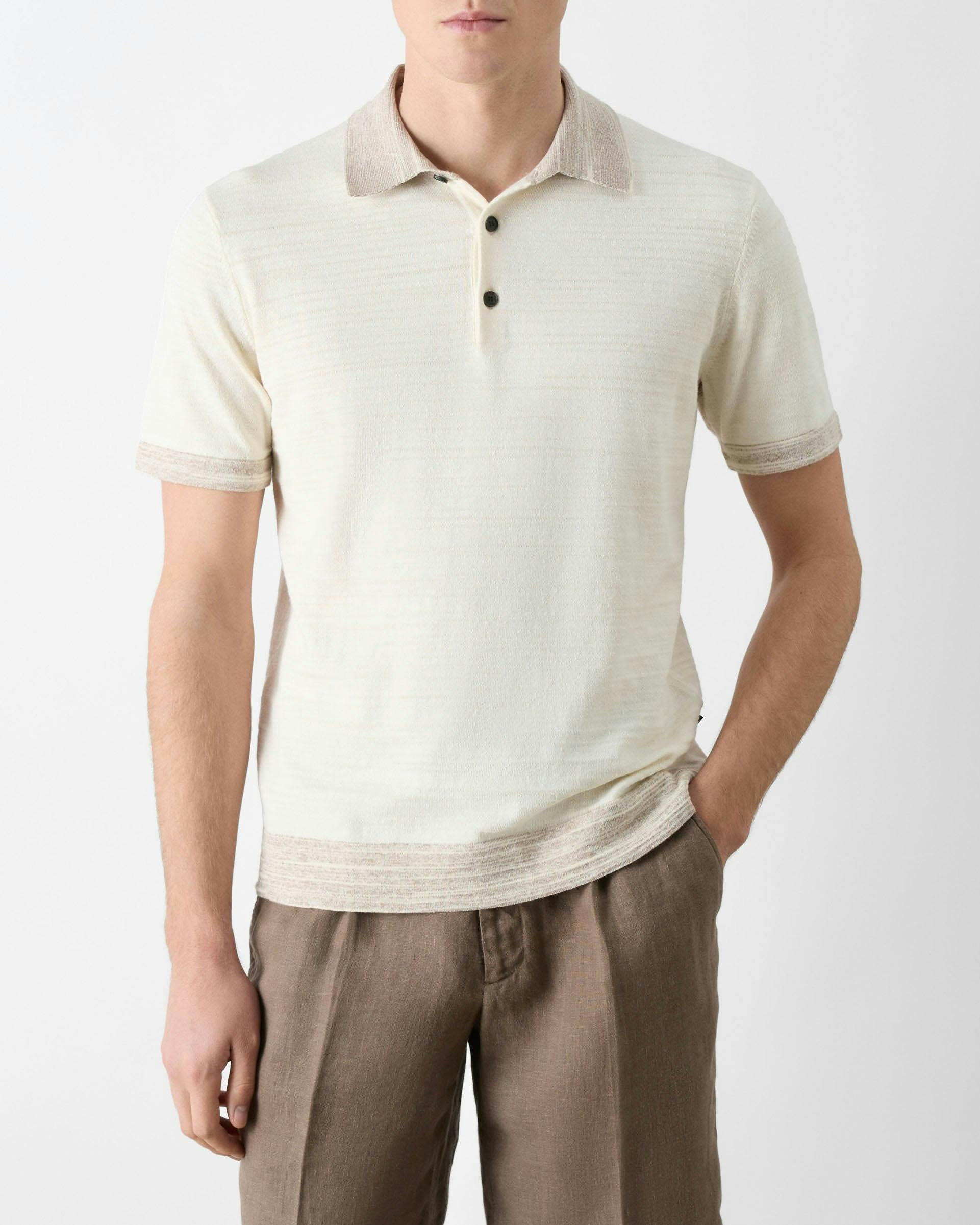 Oliver Sweeney Men's White Bassett Knitted Polo Shirt - Off - Off - L