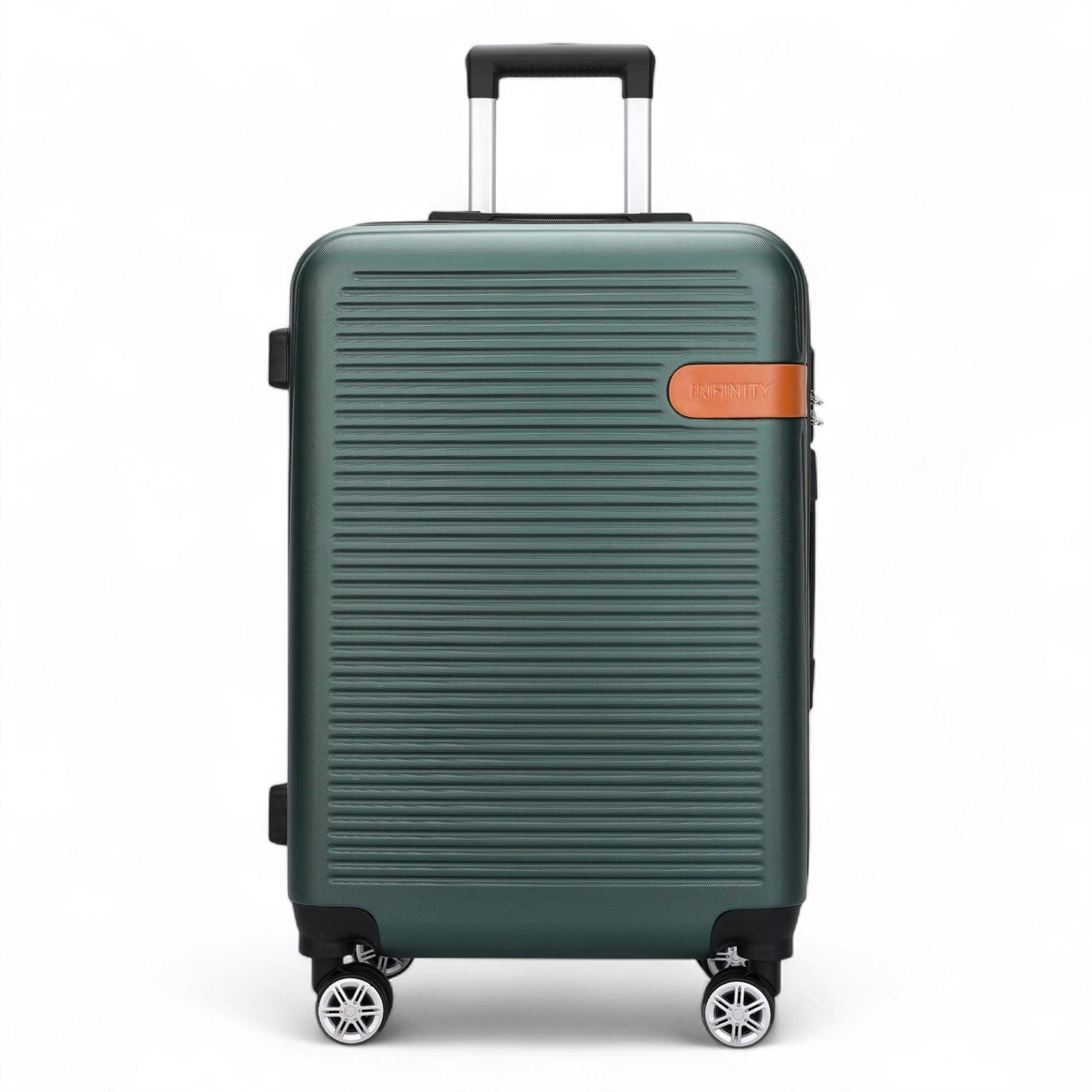 Infinity Luggage Green Hard Shell Classic Dual 4 Wheel Luggage Suitcase Set - Emerald - Large