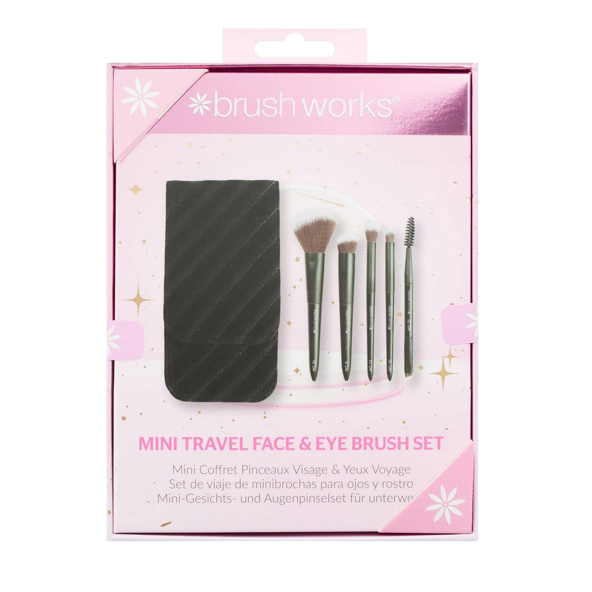 Brushworks Mini Travel Face & Eye Brush Set – 5 Piece Makeup Brush Kit with Velvet Storage Pouch, Soft Synthetic Bristles, Vegan Brushes for Liquid, Cream & Powder - Image 6