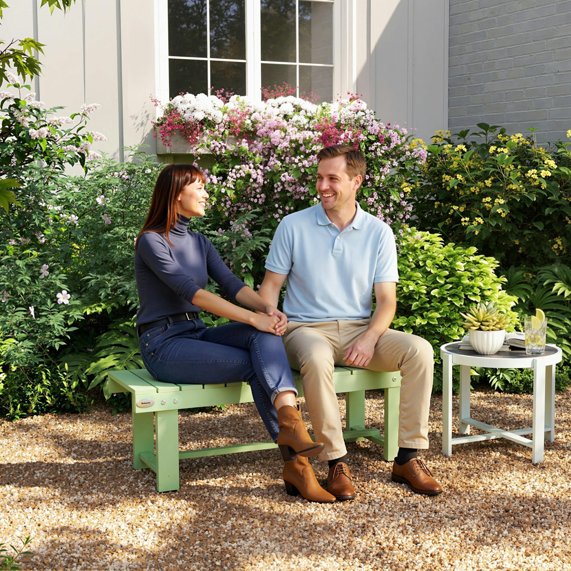 Rackhams Light 1.1M Outdoor Garden Bench Patio Loveseat Fir Wood 2 Person