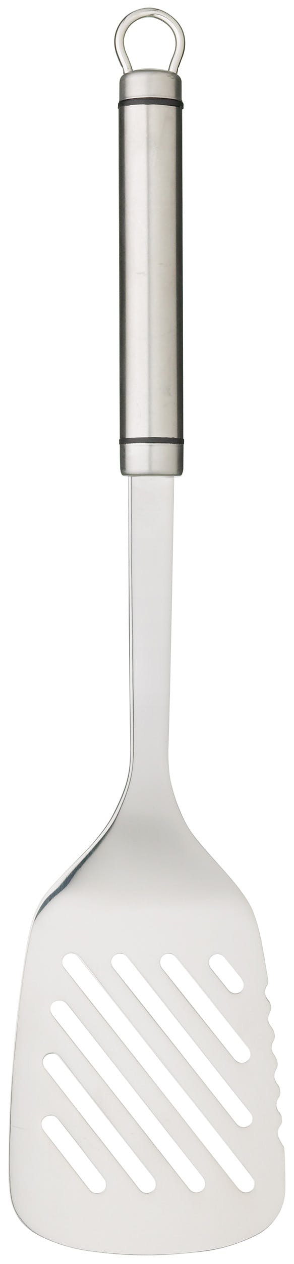 Rackhams Silver Oval Handled Stainless Steel Slotted Turner, 35Cm - Stainless Steel - Food Turner