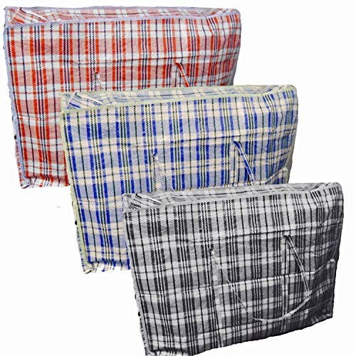 Rackhams Blue/Red 6 X Extra Large Strong Laundry Storage Shopping Bag Reusable Store Zip Bags New
