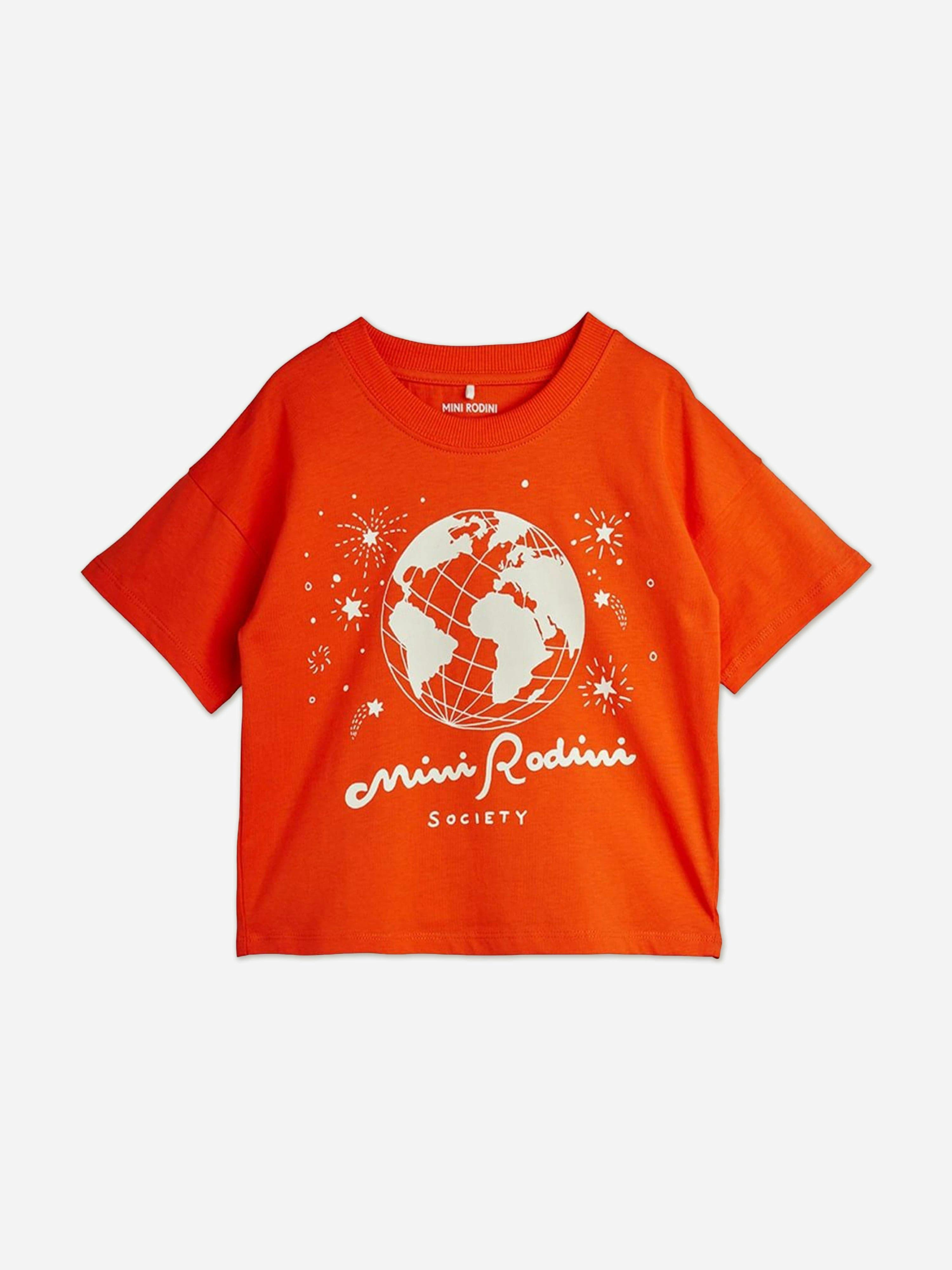 Mini Rodini Orange Kids Society T-Shirt In - 104-110 Cm (3-5 Yrs)
