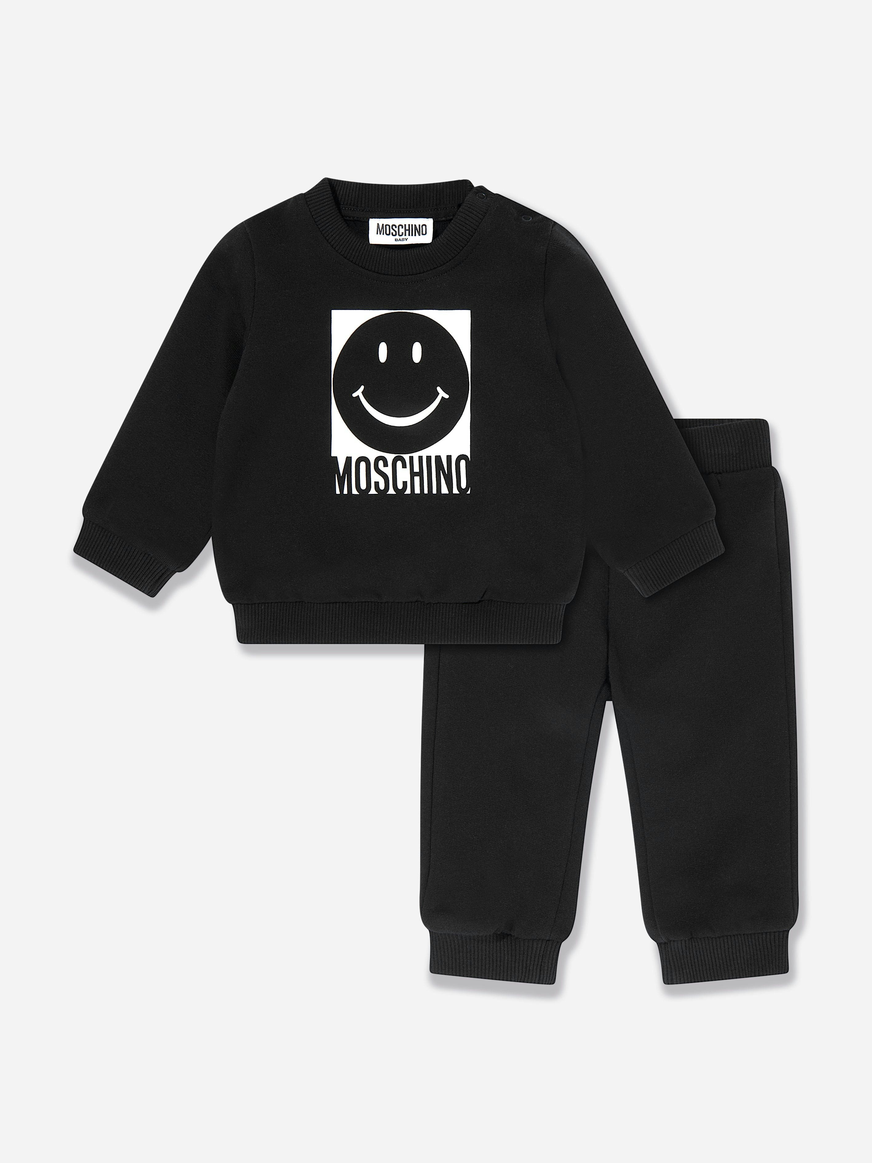 Moschino Kids Black Moschino Baby Smiley Face Tracksuit In - 12 - 18 Mths