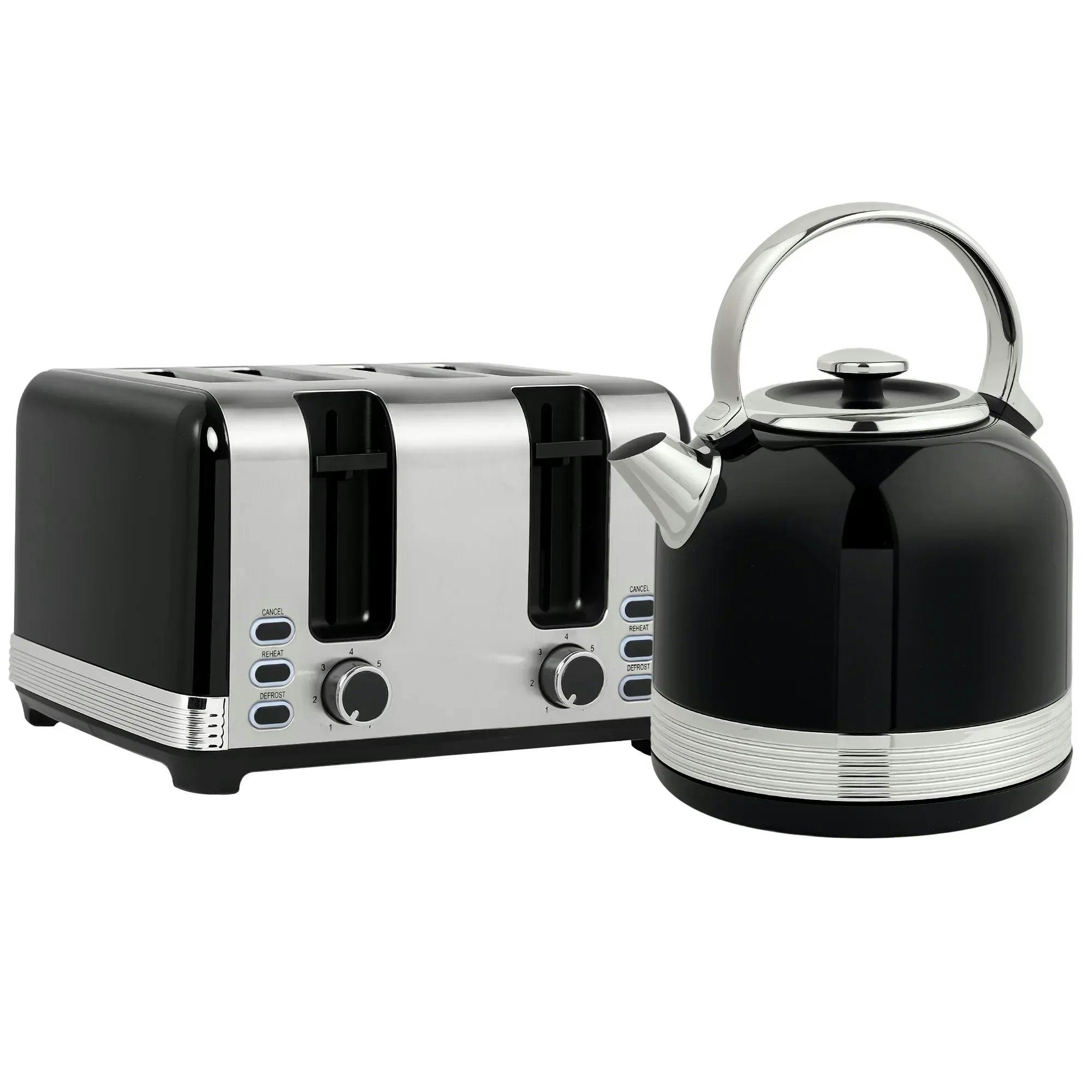 HOMCOM 1.7L Fast Boil Electric Kettle 3000W & 4 Slice Toaster Set - Black - Image 5