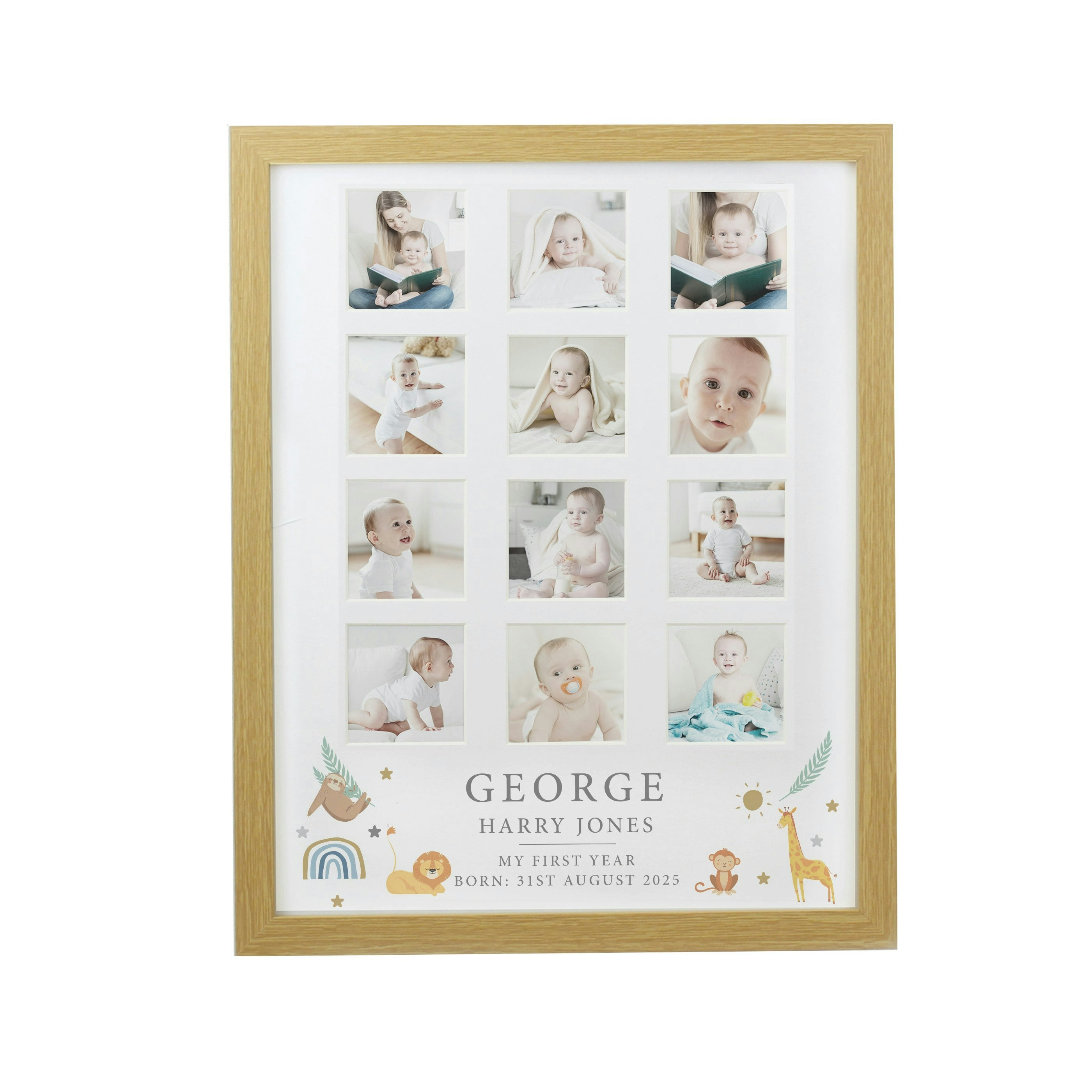 Personalised Memento Company Personalised Animals Oak Multi Photo Frame