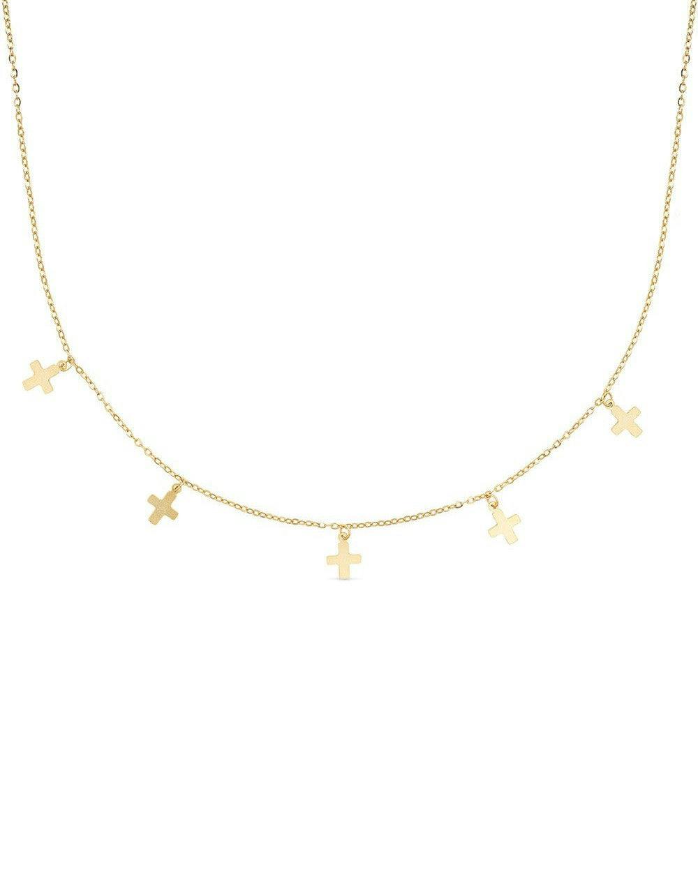 Elk & Bloom Gold Dainty 14K Drop Cross Choker Necklace - No Thank You - Standard Length