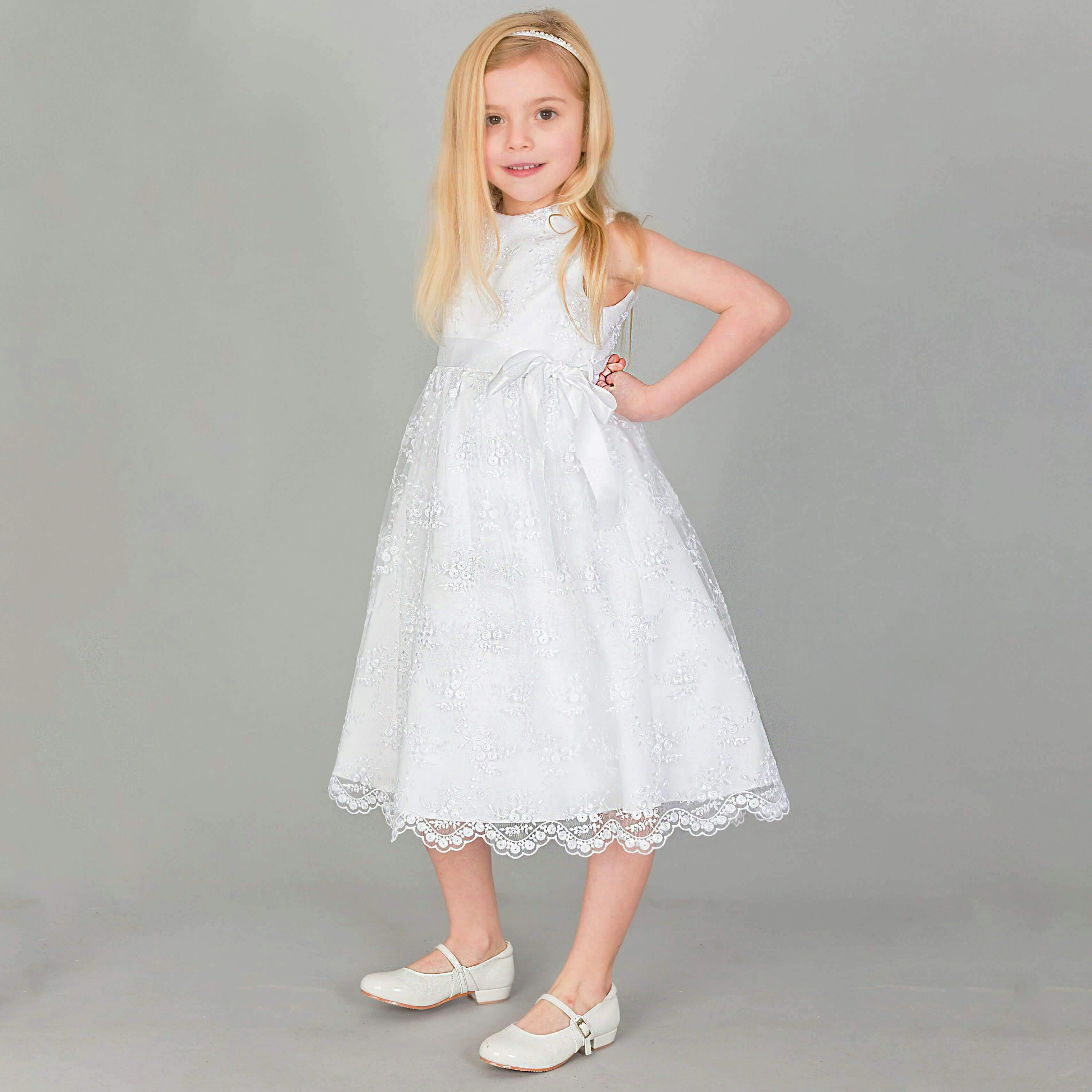 Visara Vivaki Girls White Visara Fleur Dress - 18/24 Months