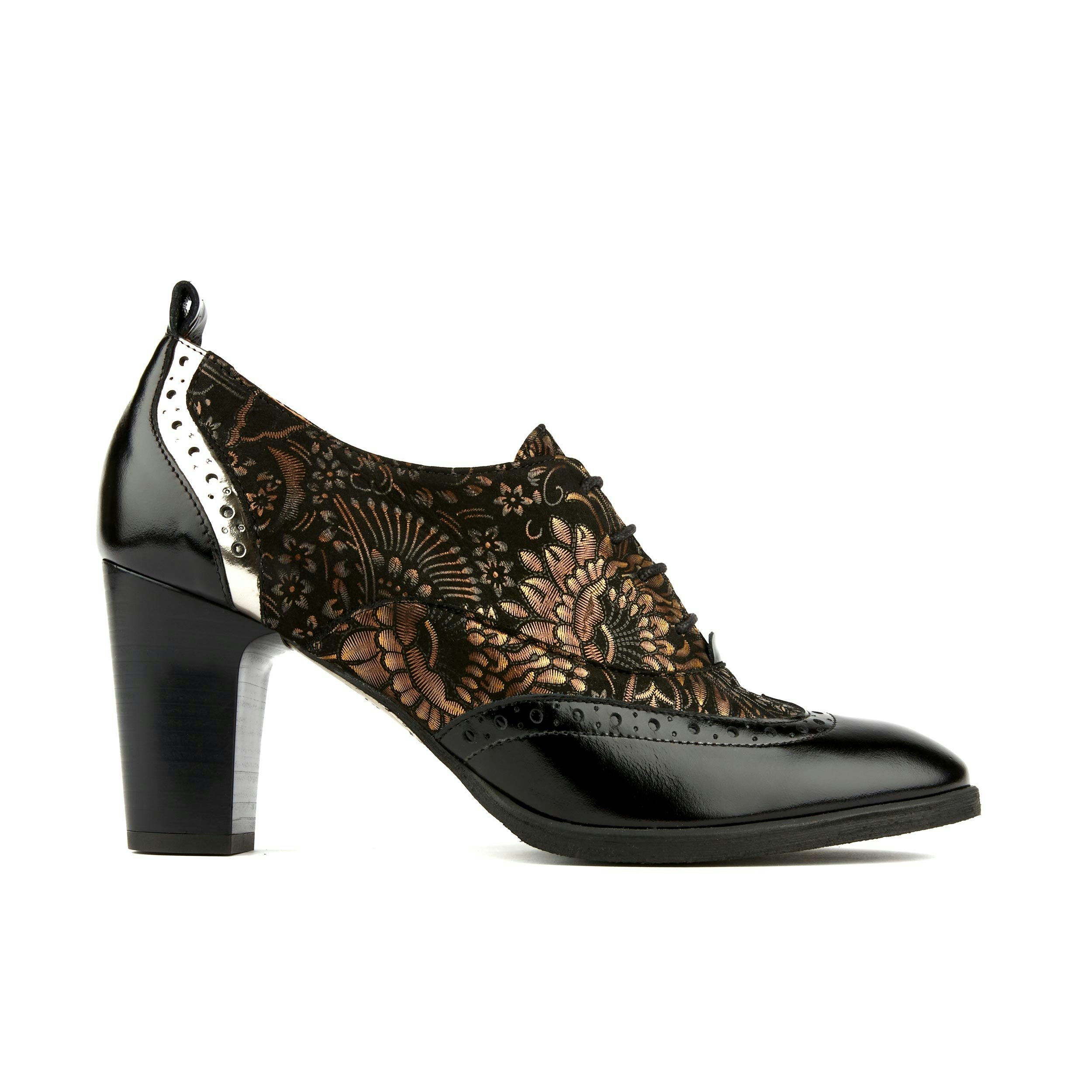 Embassy London Women's Black/Gold Casino - & - Oxford Pump In 3 Inch Heel With Brogue Details - Uk 5.5 / Eu 38.5 / Us 7.5
