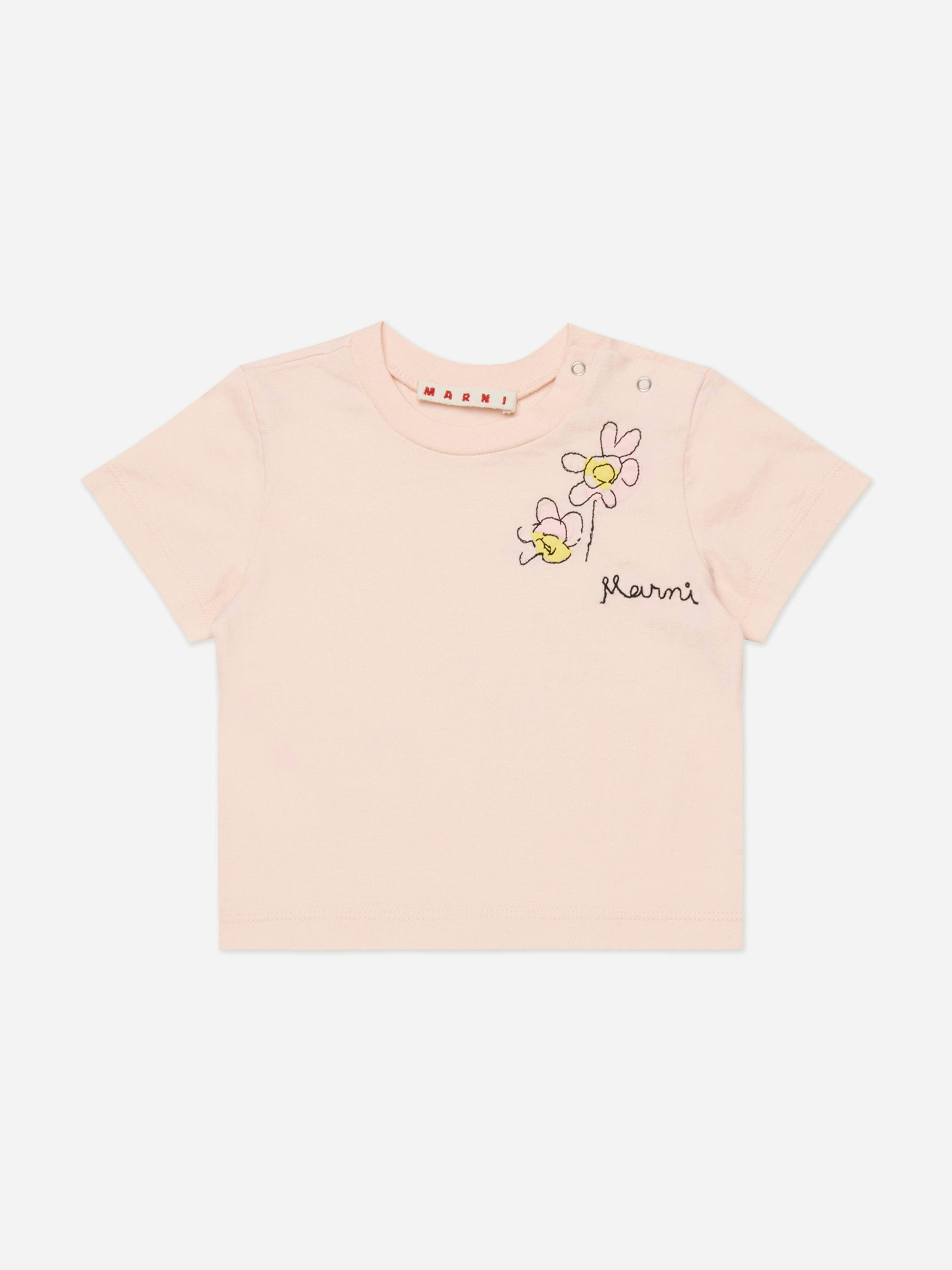 Marni Kids Girls Pink Marni Baby Flower Logo T-Shirt In - 24 - 36 Mths