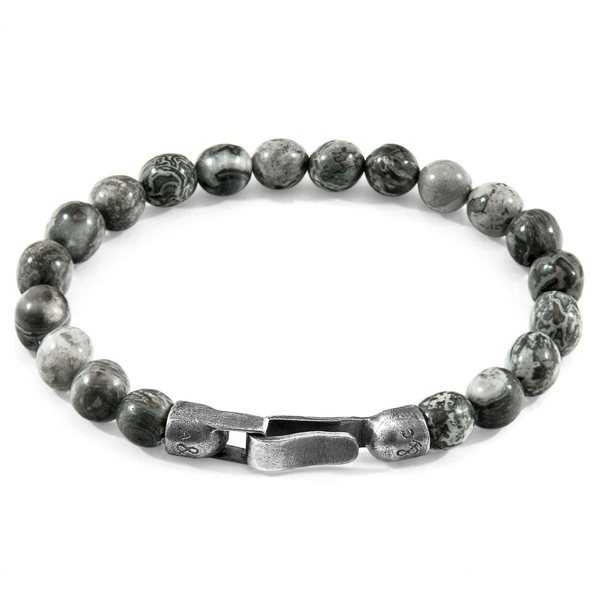 Anchor & Crew Grey/Silver Jasper Nachi And Stone Beaded Bracelet - S - 19Cm