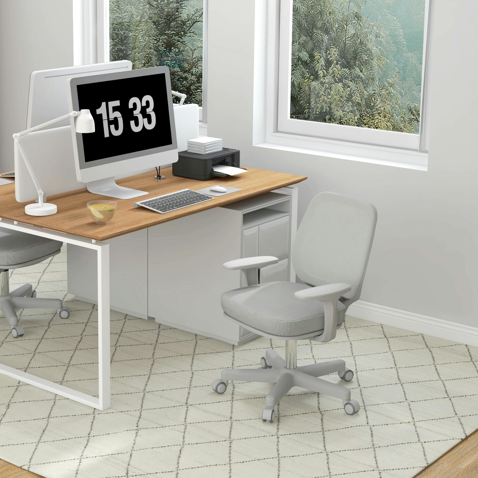 Rackhams Grey Office Chair, 360 Degree Swivel Desk Chair With Wheels, - Yes - Office Chair