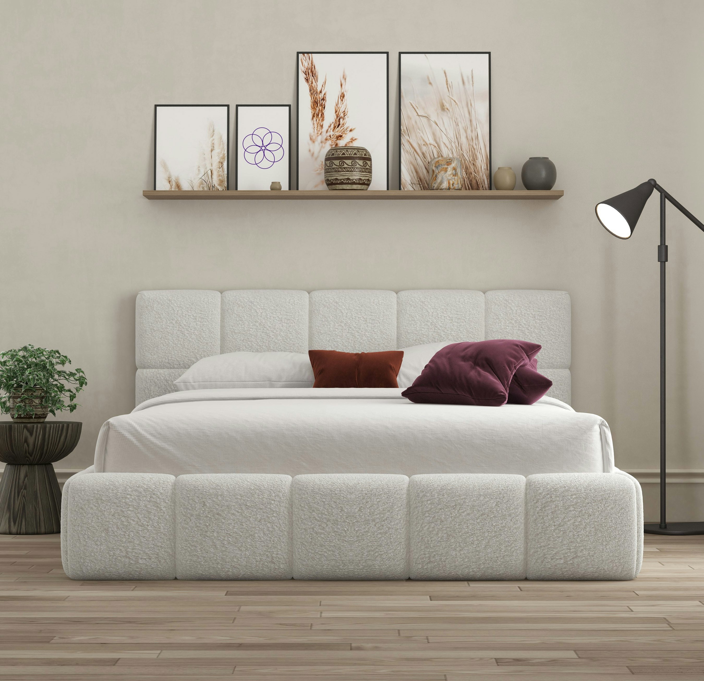 Rackhams Ovella Cubed Ottoman Bed - Dove - King