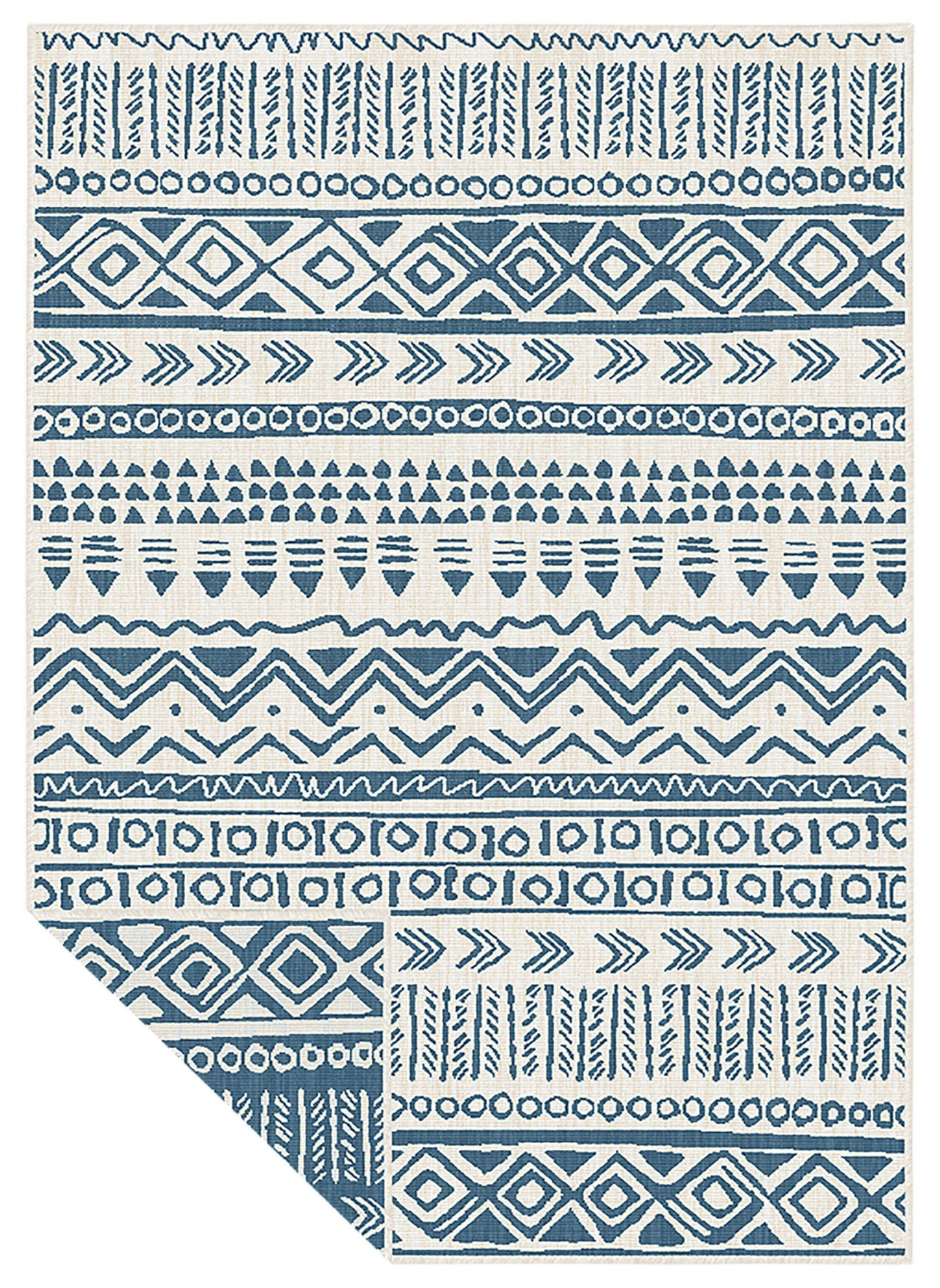 Duo Weave - Indoor/Outdoor Rug - Tribal Ocean - 170 x 120cm - Blue - Image 4