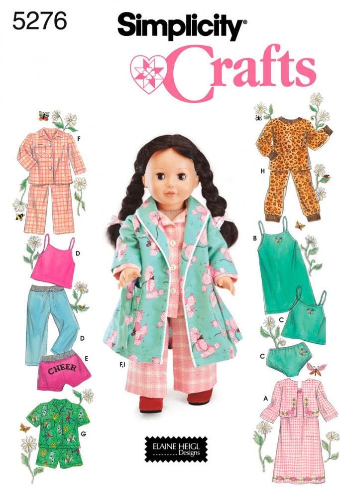 Simplicity Sewing Pattern 5276, Doll Clothes Fits 18 Inch Doll - Intermediate - Fits 18 Inch Doll