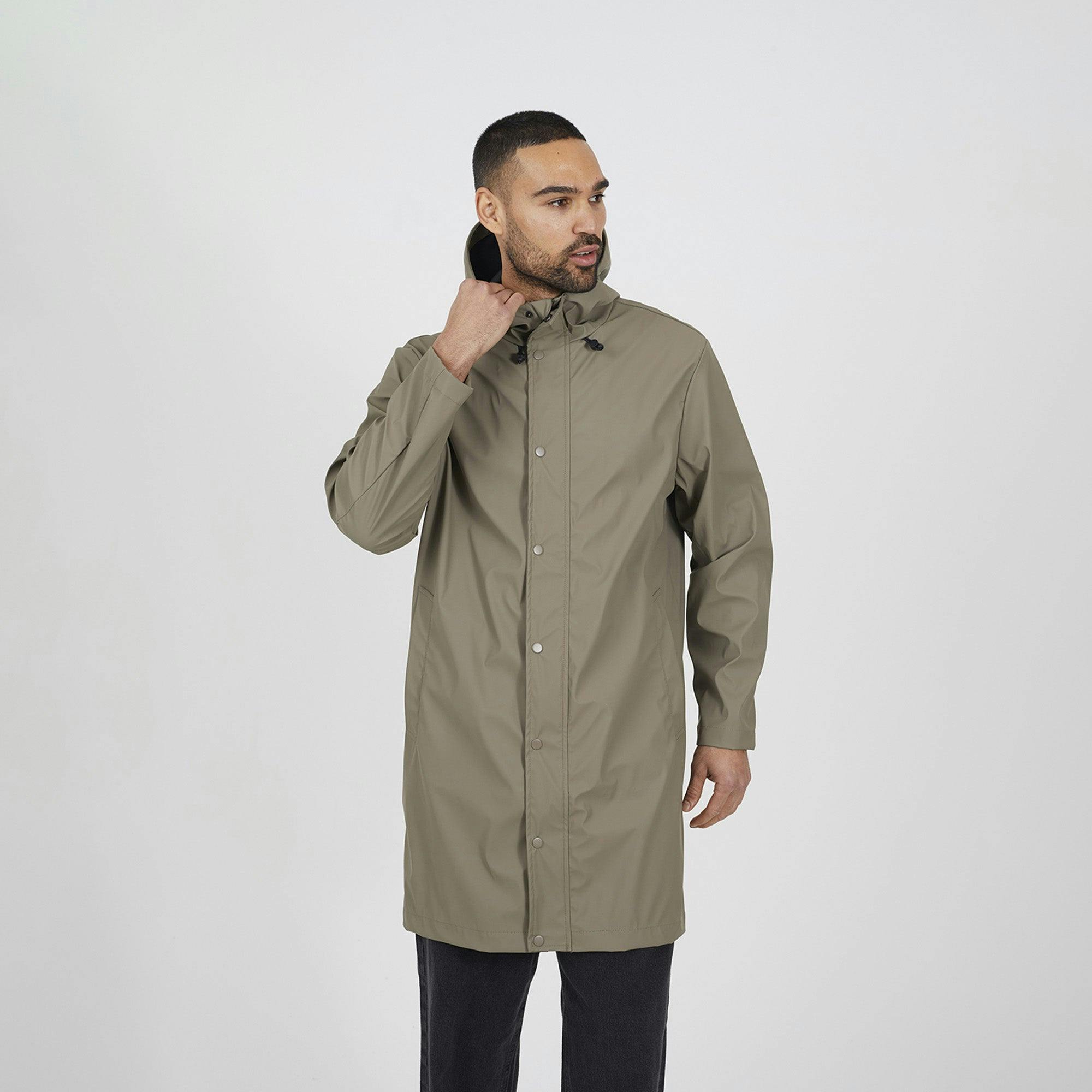 Brave Soul Rubberised Hooded Parka Style Jacket - Taupe - Taupe - Xl