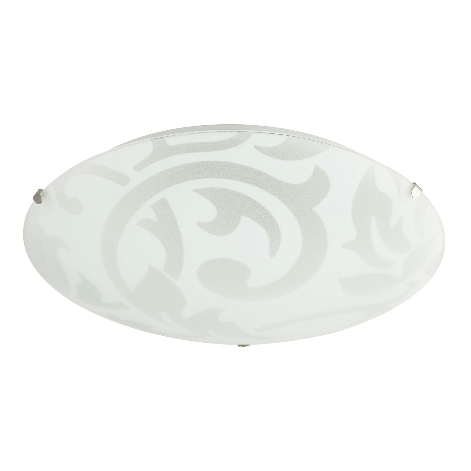 Happy Homewares White/Light Traditional Frosted Floral Circular Glass Ip20 Flush Ceiling Fitting
