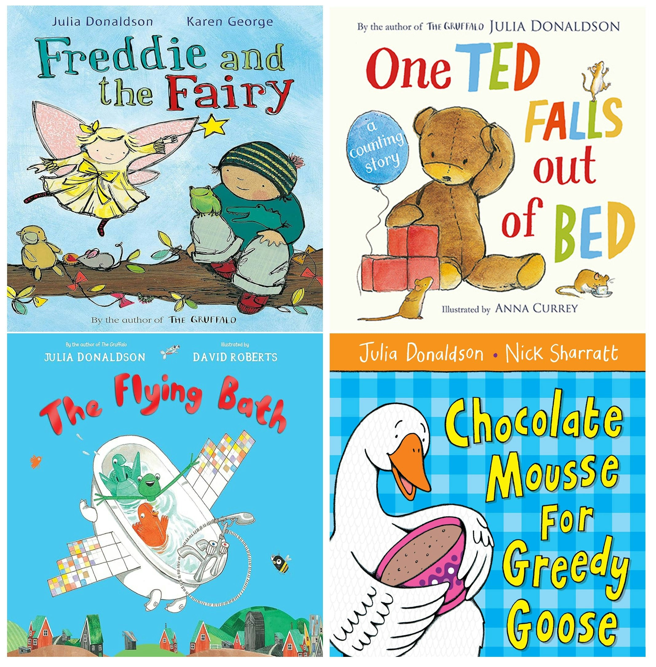 Books4people Julia Donaldson Early Readers 4 Books Set (The Flying Bath, One Ted Falls Out Of Bed, Freddie And The Fairy, Chocolate Mousse For Greedy Goose)