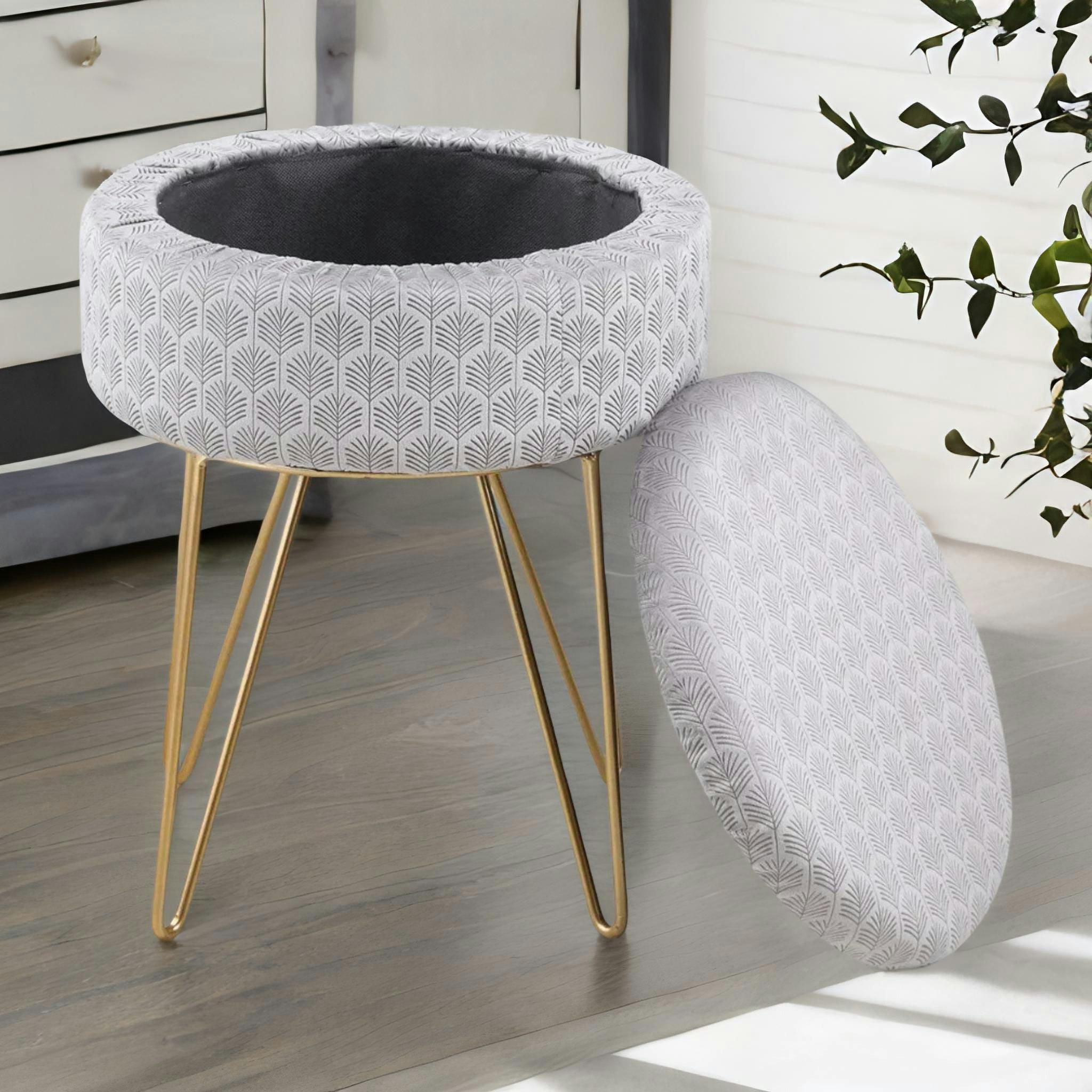 Rafaelo Mobilia Velvet Round Ottoman Footstool Gold