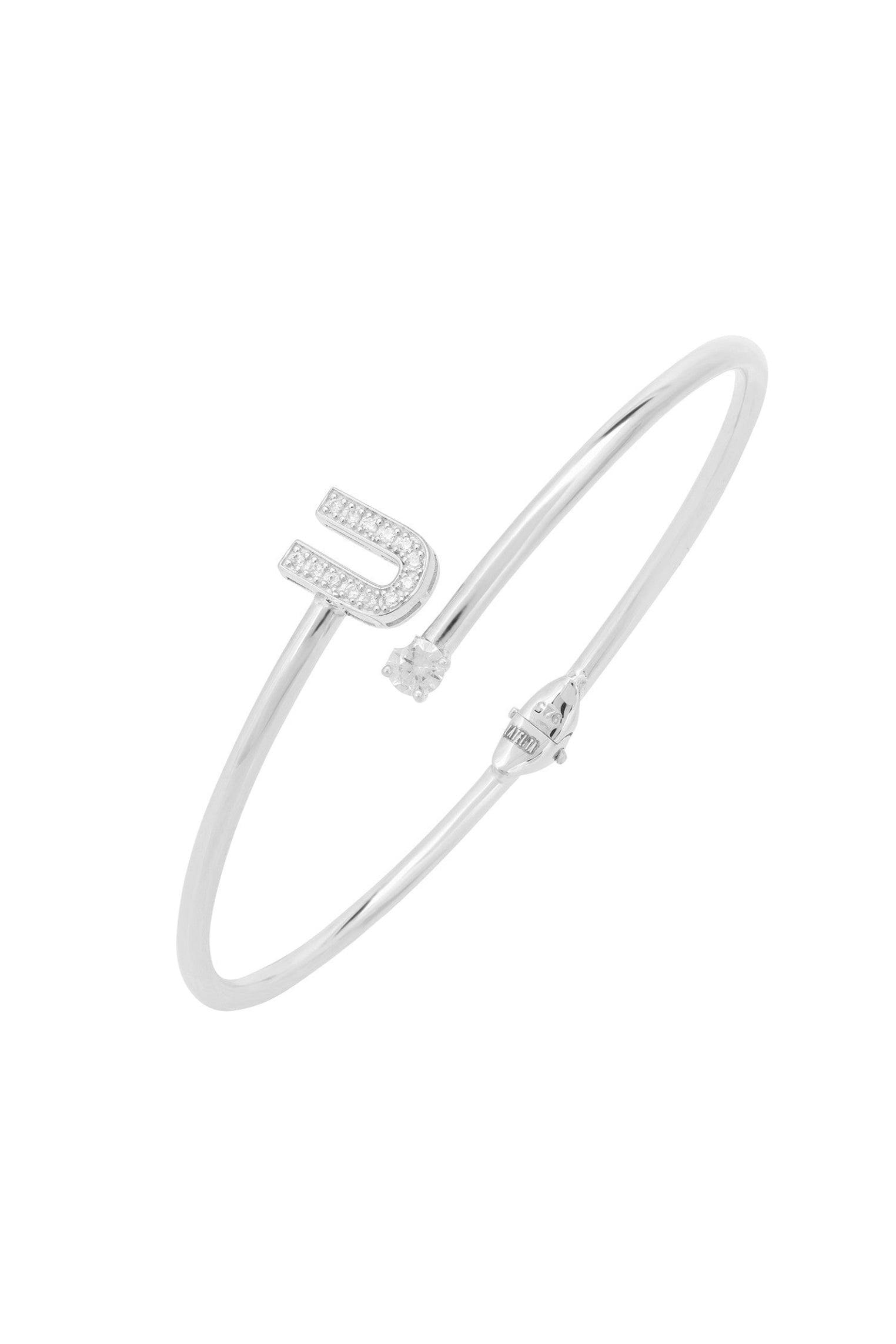 Latelita Silver Initial Bangle U