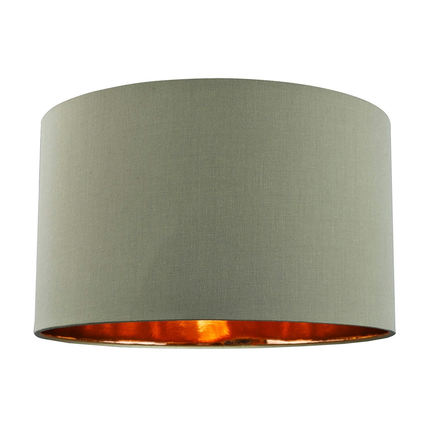 Rackhams Green Olive Cotton 16" Floor/Pendant Lampshade With Shiny Copper Inner