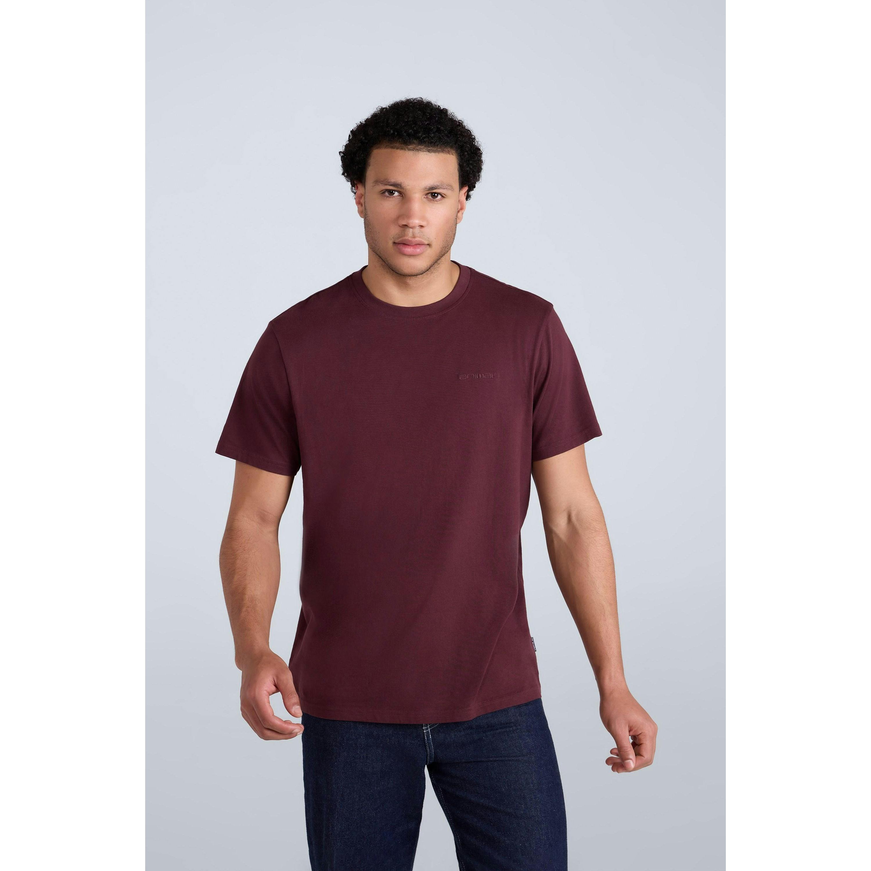 Animal Men's Burgundy Icon Organic T-Shirt - Xs - 100% Mixed