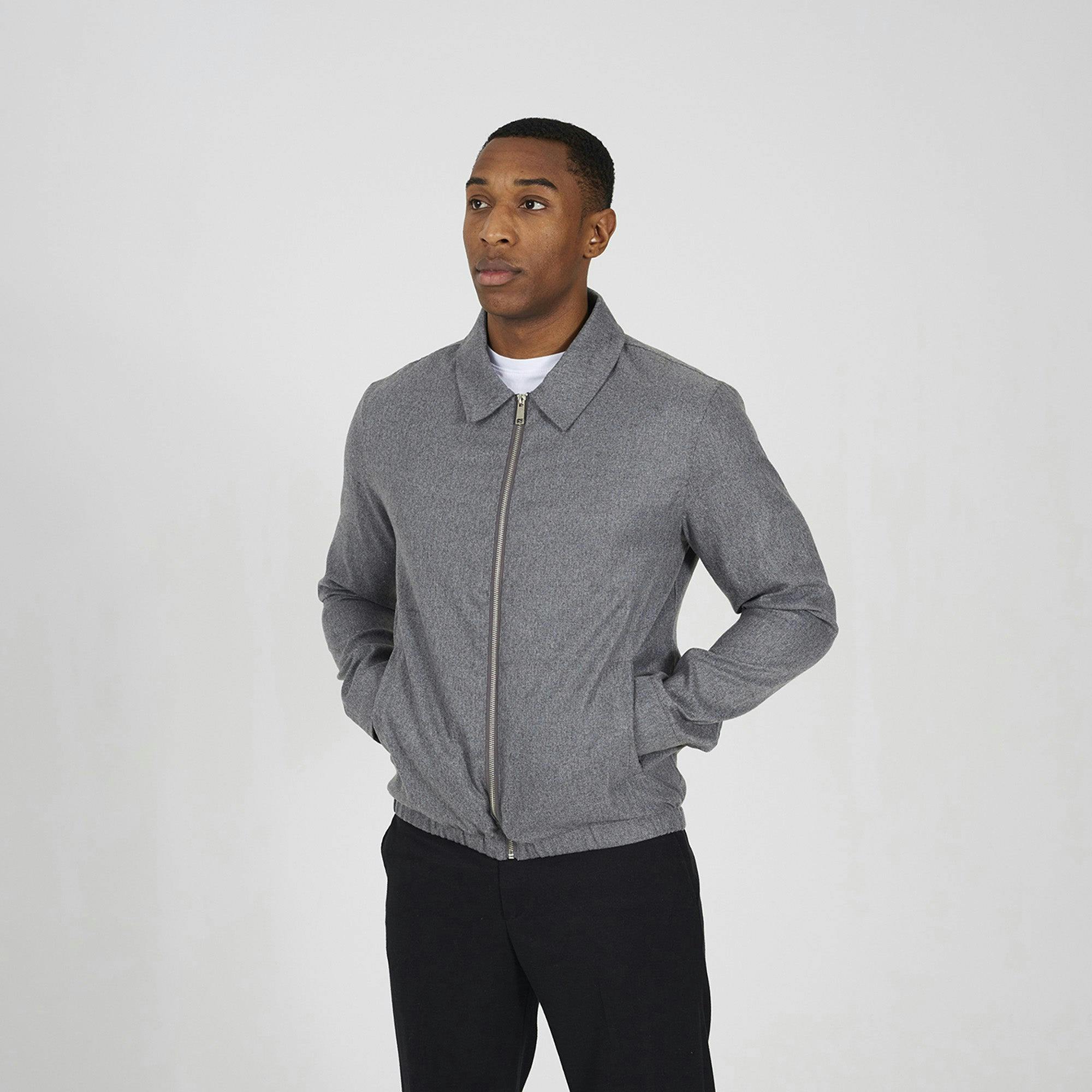 Brave Soul Grey Harrington Style Zip Through Jacket - Xl