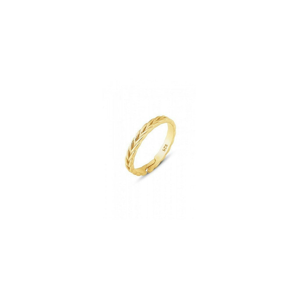 Spero London Silver/Gold Braided Design Adjustable Sterling Band Ring