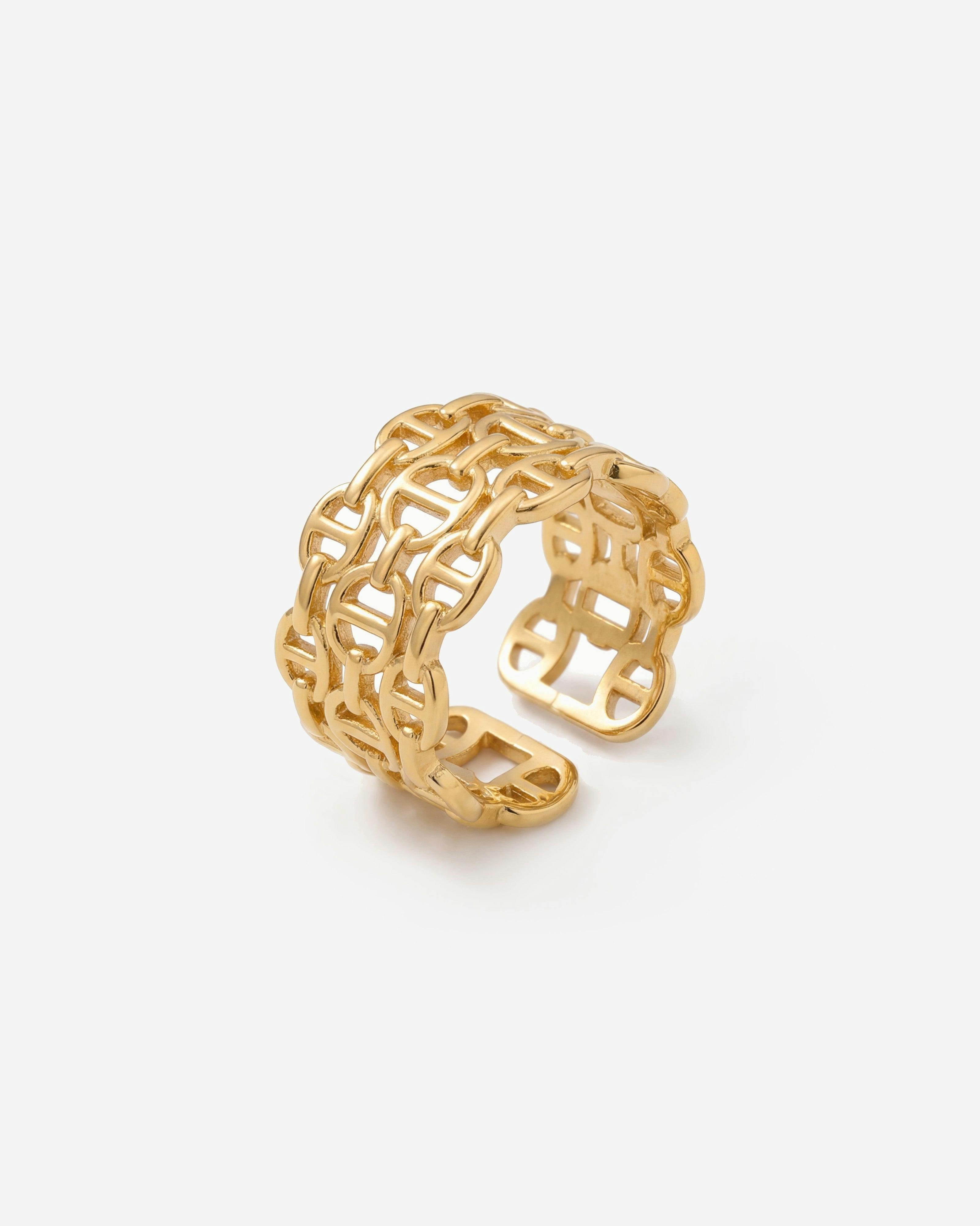 Elk & Bloom Gold Chunky Intertwined Link Chain 14K Ring - No Thank You