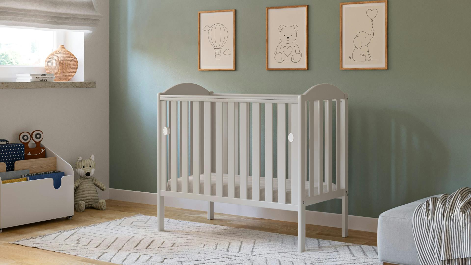 Viculii Waffi Space Saver Cot Cashmere With Bamboo Mattress - Cashmere