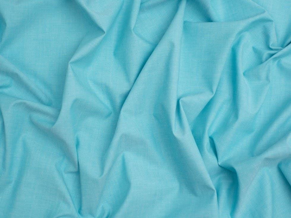 Minerva Turquoise Core Range Yarn Dyed Cotton Chambray Fabric - Plain Design Dressmaking Fabric, 144 Cm / 57" Wide - Per Metre