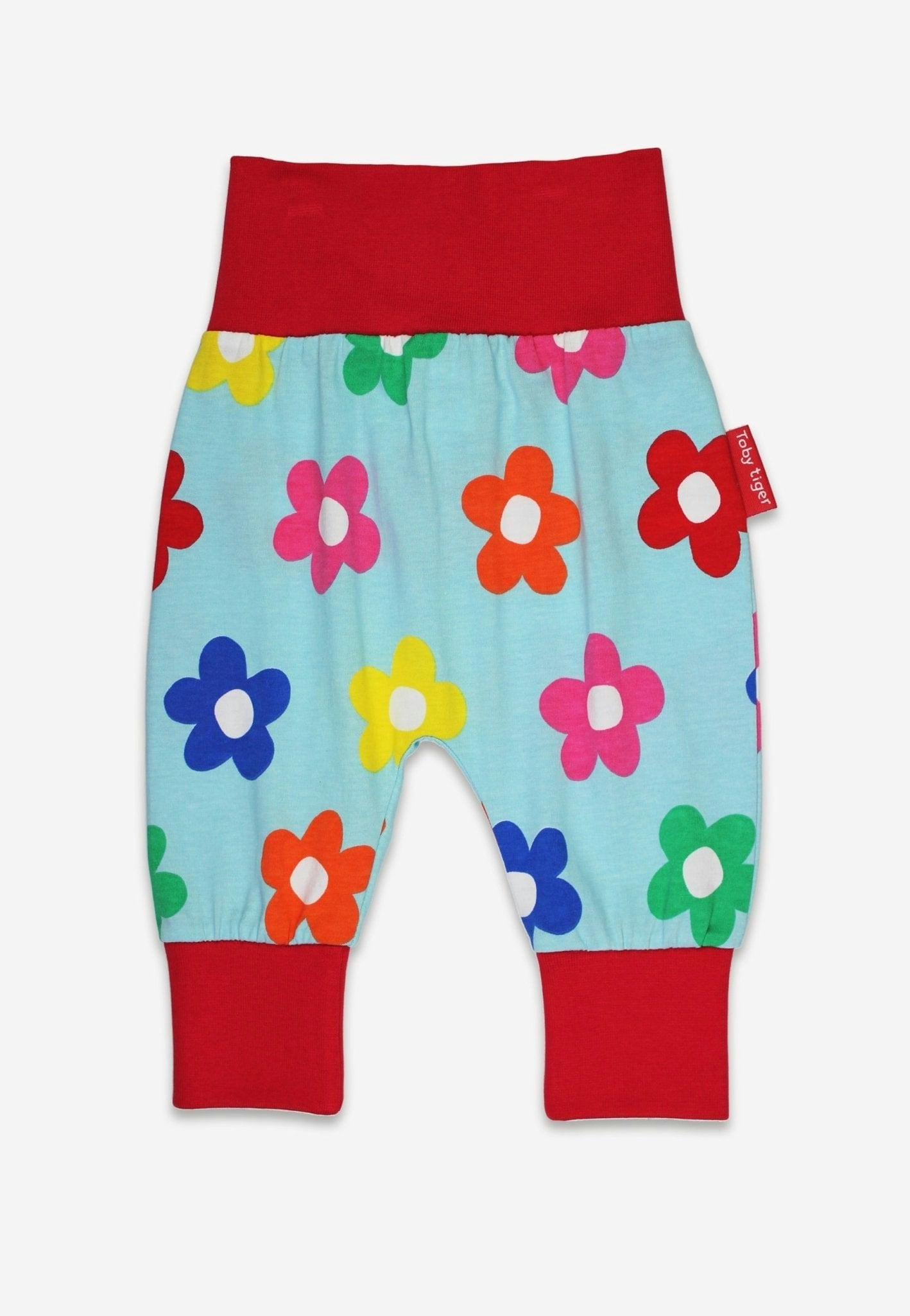 Toby Tiger Blue/Red Organic Rainbow Bloom Print Yoga Pants - 18-24M / 92Cm