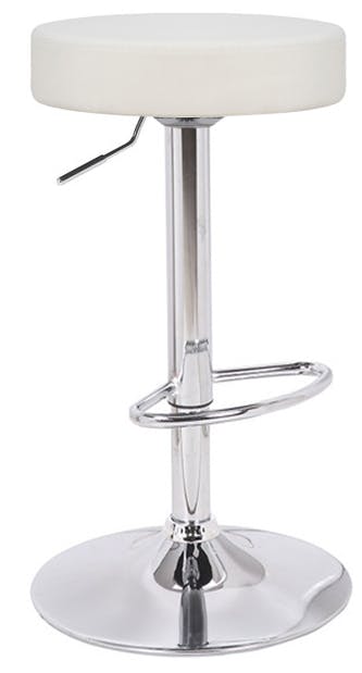 Rackhams White Semplice Breakfast Bar Stool, Chrome Footrest, Height Adjustable Swivel Gas Lift, Home Bar & Kitchen Faux-Leather Barstool,
