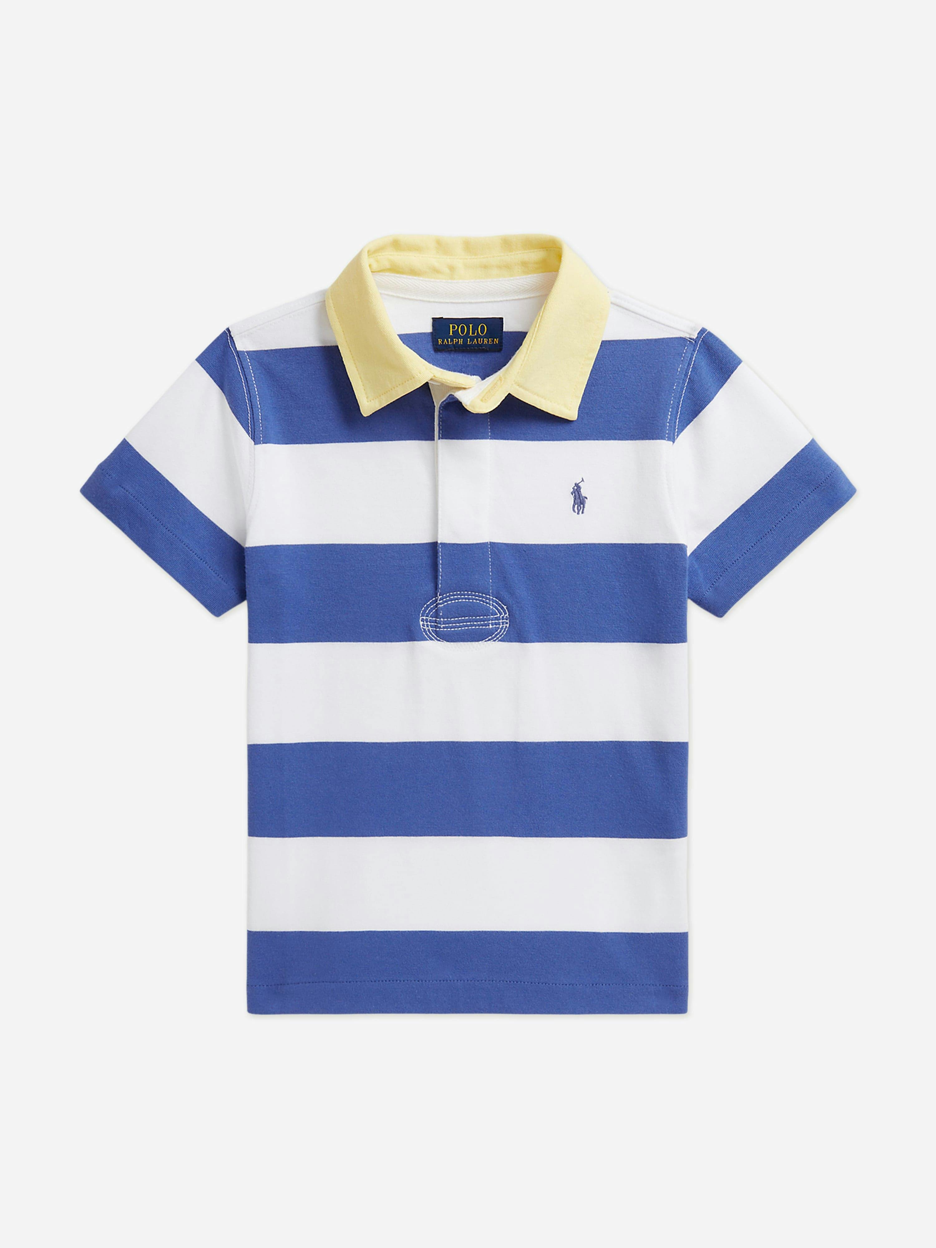 Ralph Lauren Kids Boys Blue Ralph Lauren Striped Jersey Rugby Top In - 6 Yrs