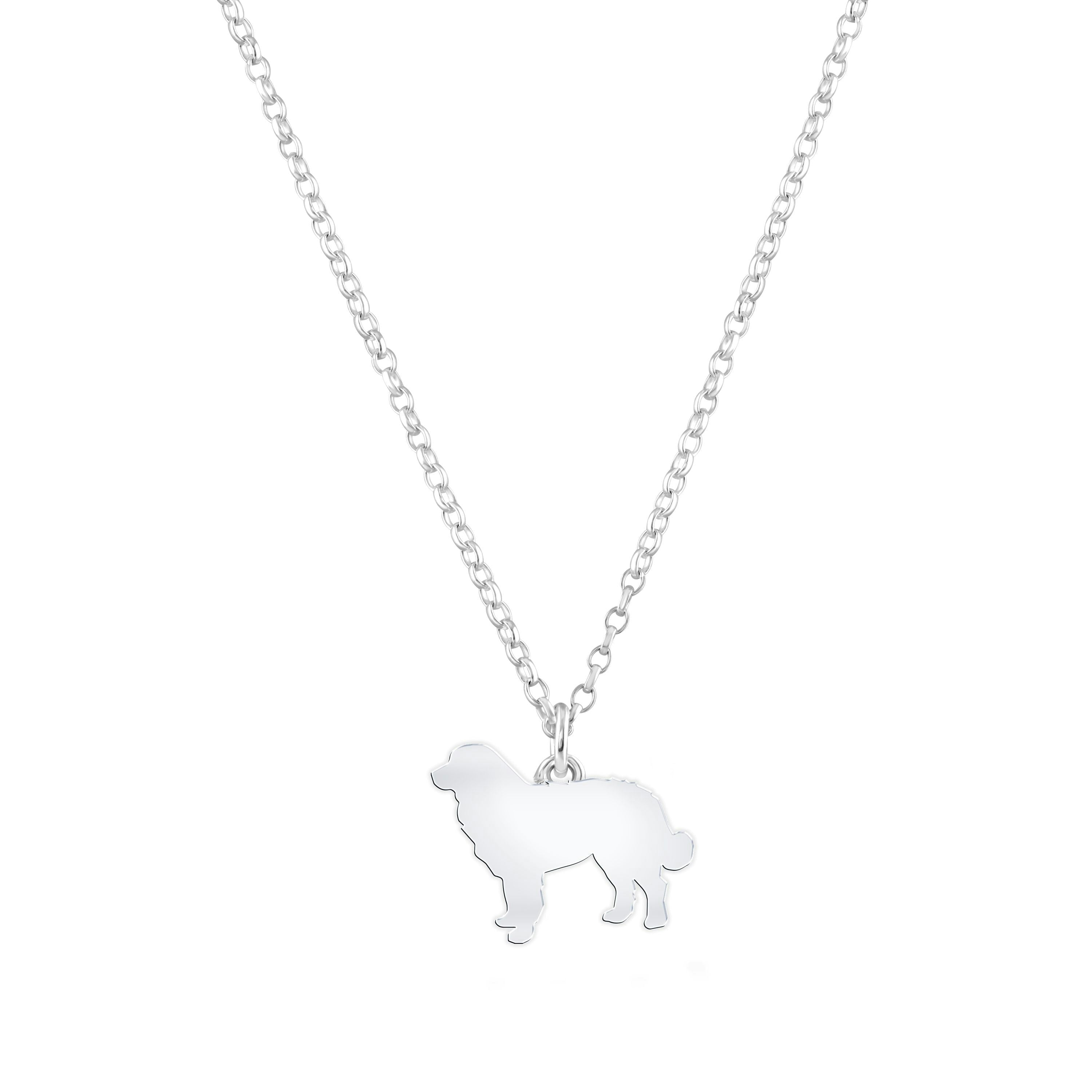 Mylee London Silver Bernese Mountain Dog Silhouette Necklace - Personalised - Yes