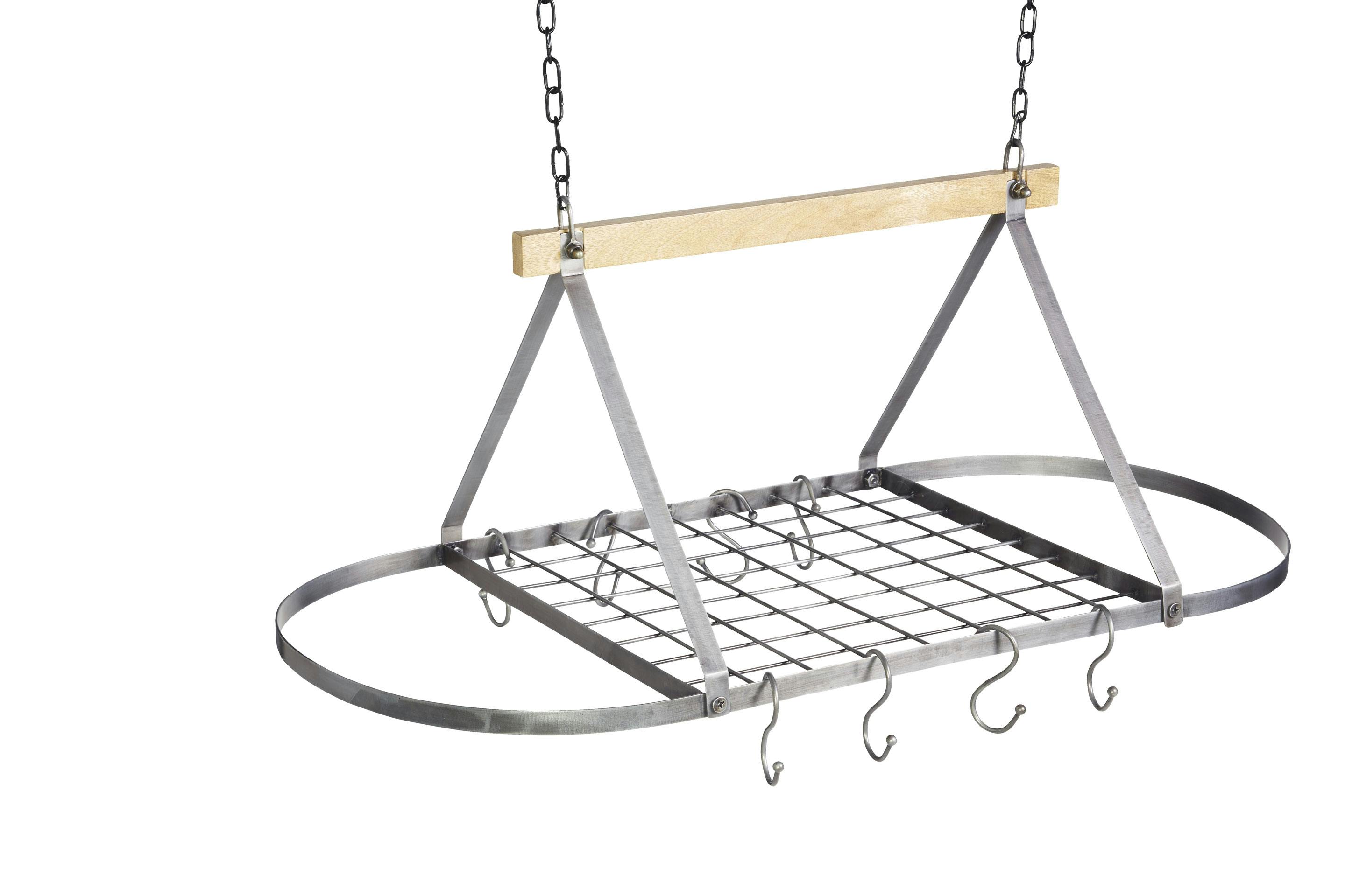 Rackhams Grey Industrial Kitchen Vintage-Style Ceiling Hanging Pot & Pan Rack - Iron - Kitchen Organisers