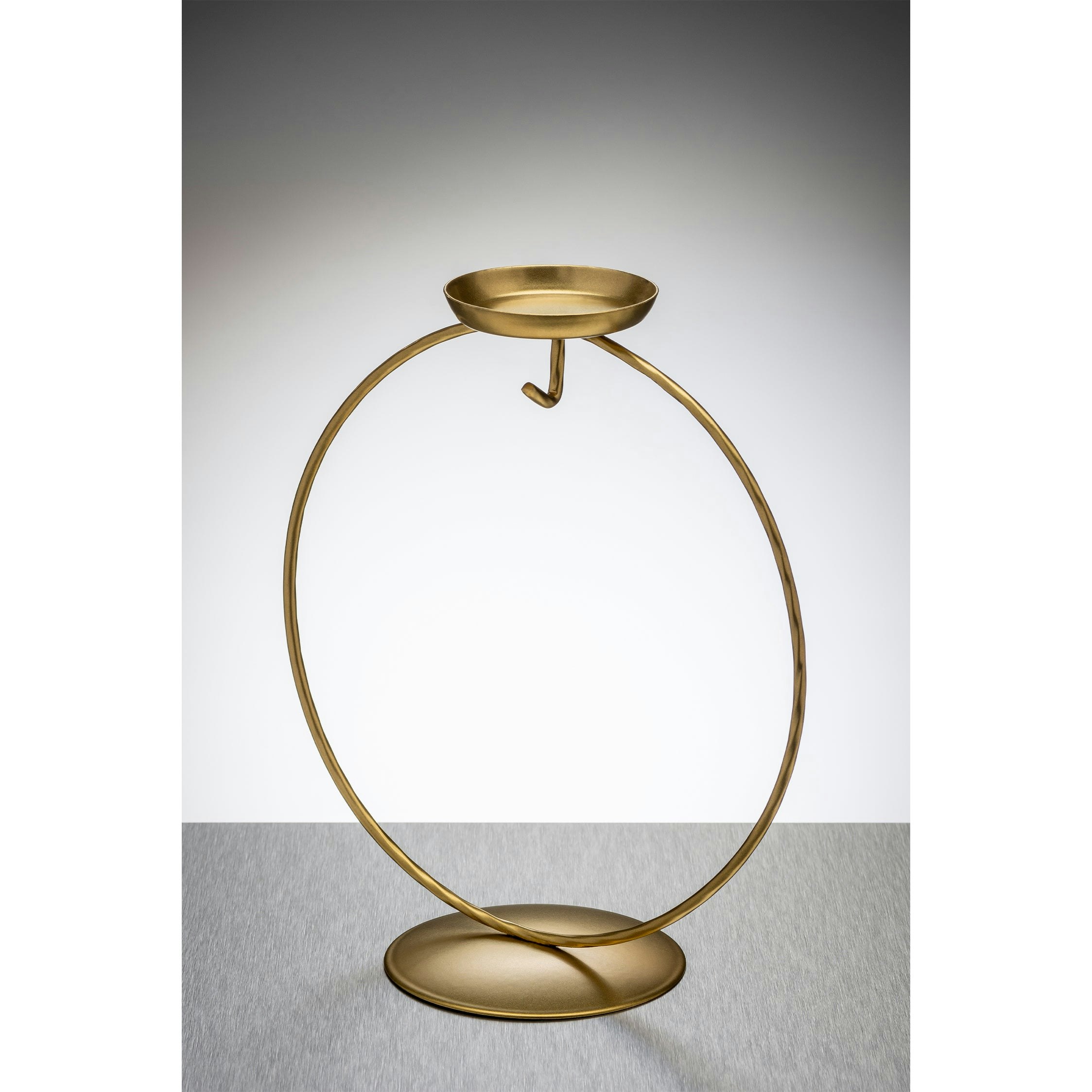 Sienna Glass Light/Gold Circular Metal Ornament Stand With Tea Holder