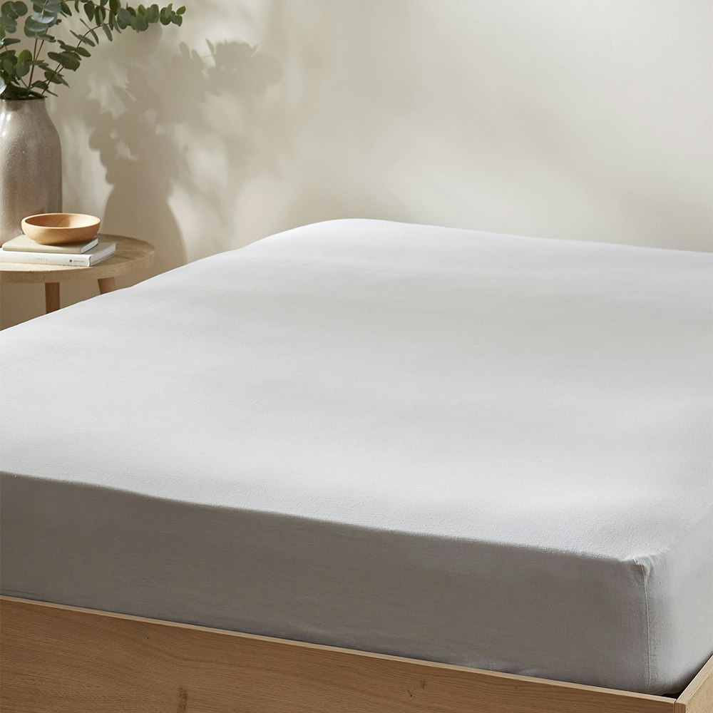 Martex Sky Blue Touch Of Linen Fitted Sheet - King