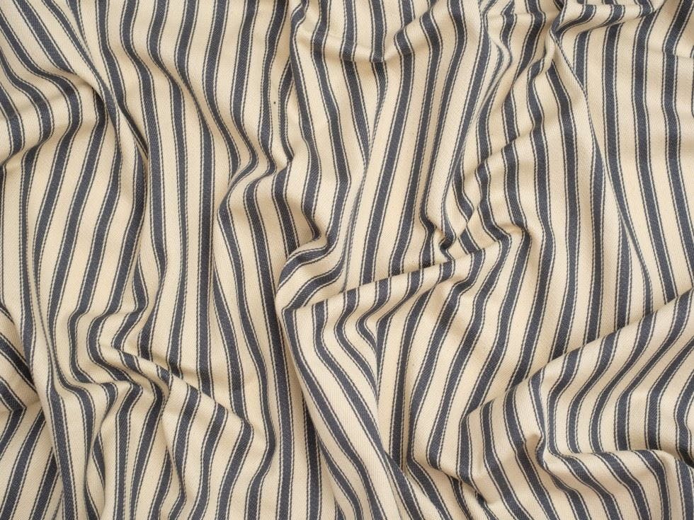 Minerva Dark/Grey Core Range Ticking Stripe Canvas Fabric - Stripes Design Dressmaking Fabric, 137 Cm / 54" Wide - Per Metre