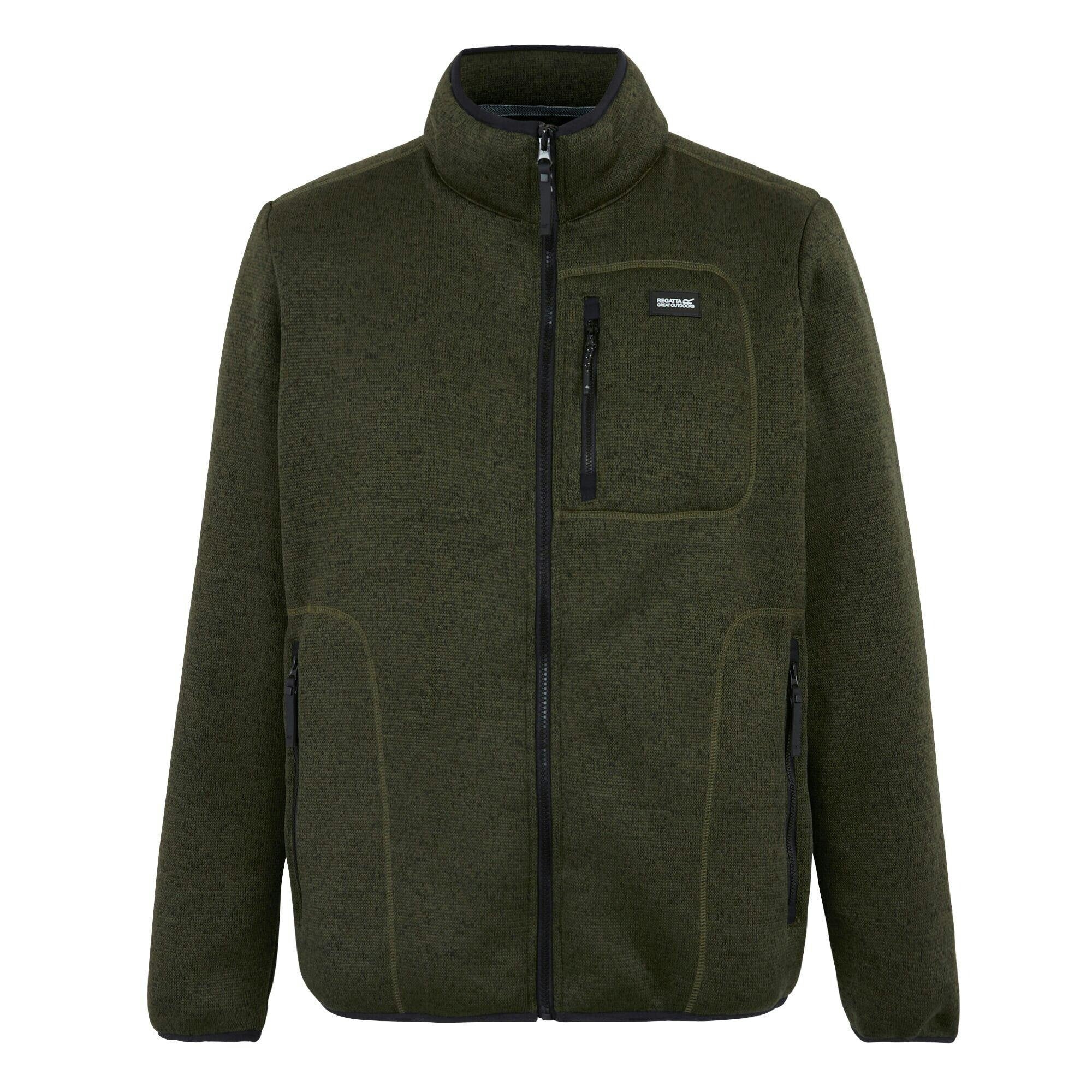Regatta Men's Dark Barlee Marl Full Zip Fleece Jacket - Khaki - L - Khaki - 100% Polyester