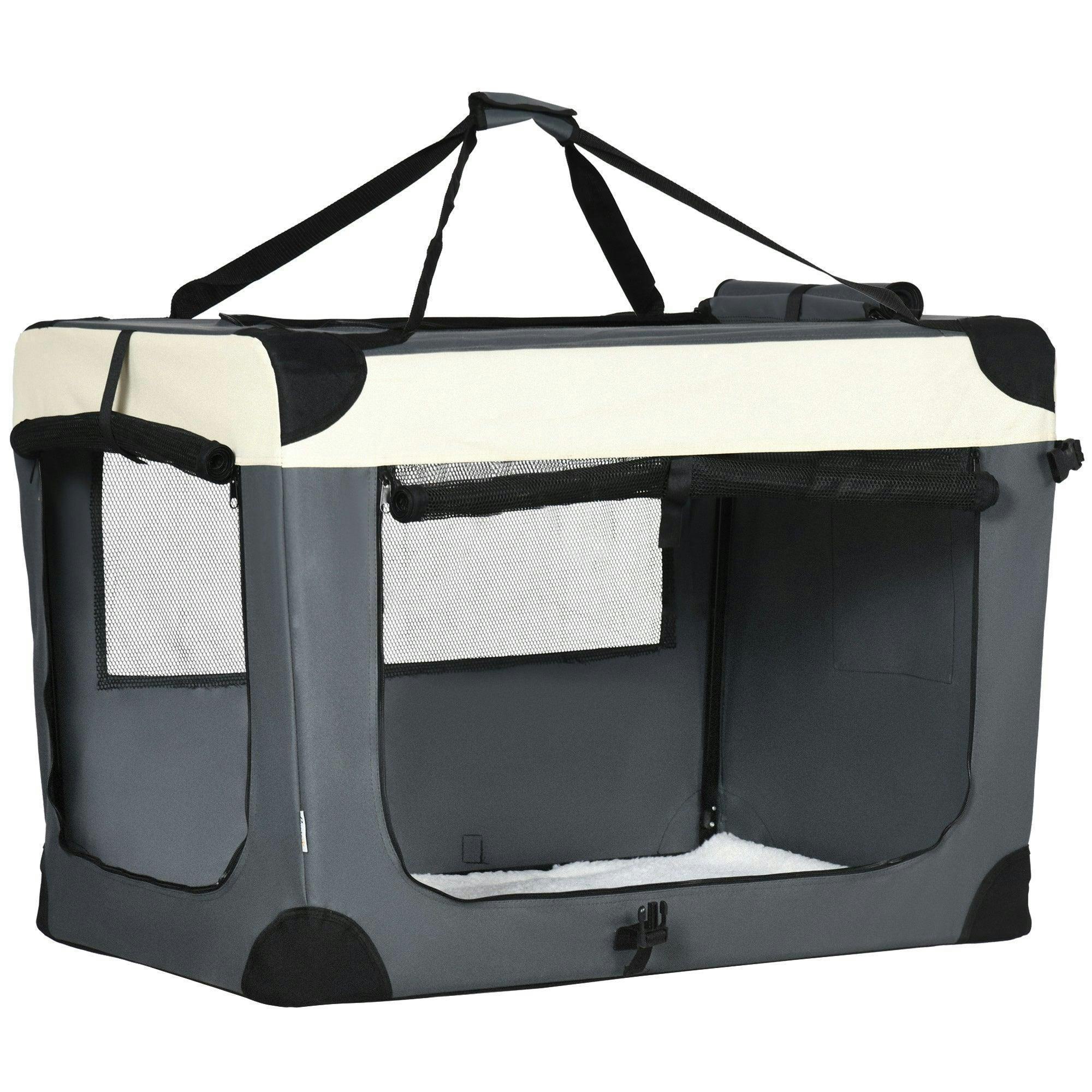 PAWHUT Foldable Pet Carrier Bag Soft Travel Dog Crate for XS/S/M/L Dogs in Grey | Size: 60cm - Image 5