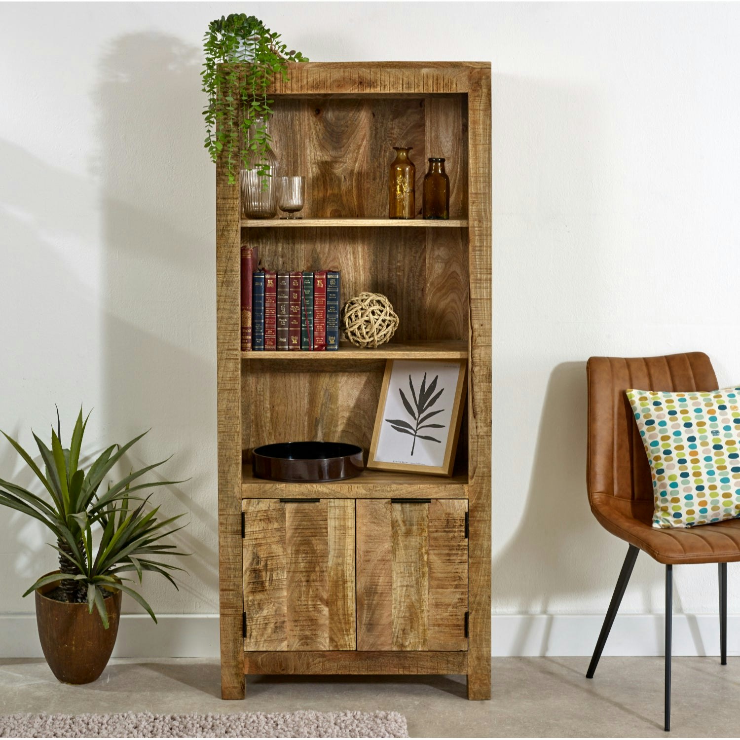 Ih Design Valor Mango Wooden Bookcase With 2 Doors - Wood - 1 - 70X40x165 Cm (Lxdxh)
