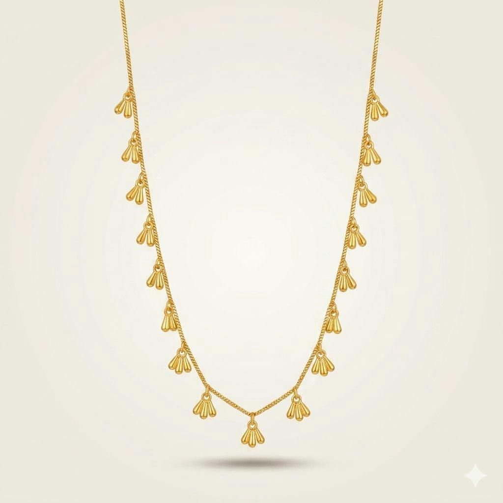 The Colourful Aura Women's Gold Fan Charm Drop Necklace | Dainty Boho Chain Necklace For