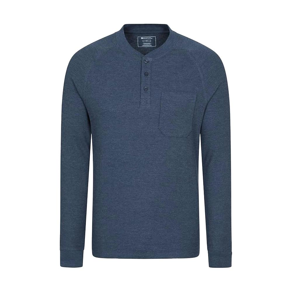 Mountain Warehouse Men's Selby Waffle Henley Long-Sleeved T-Shirt - Navy - Xs - Navy - 60% Organic Cotton/40% Polyester