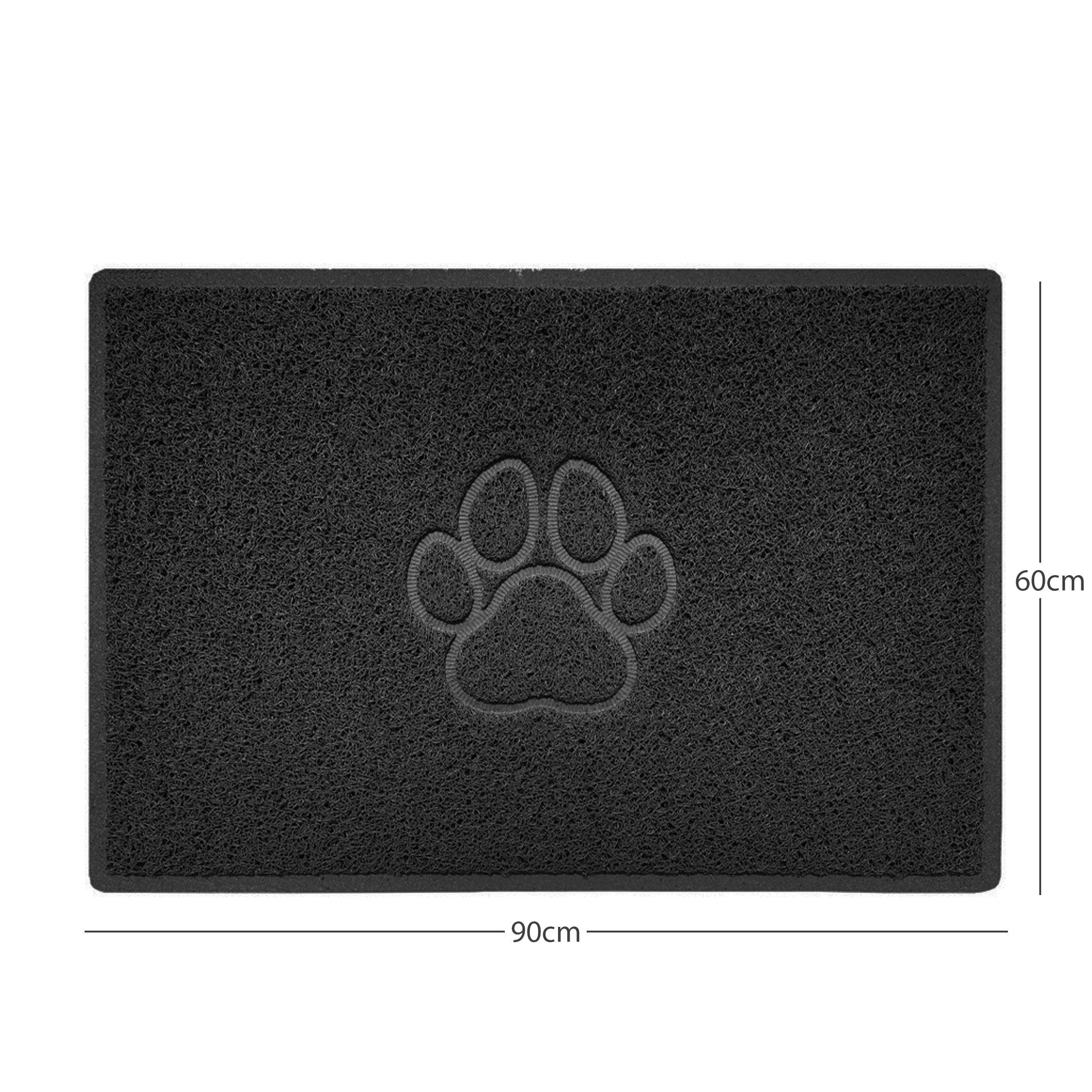Rackhams Black "Paw Print" Embossed Loofah Textured Spaghetti Door Mat - 90Cm X 60Cm - Yes (Suitable For Indoors)