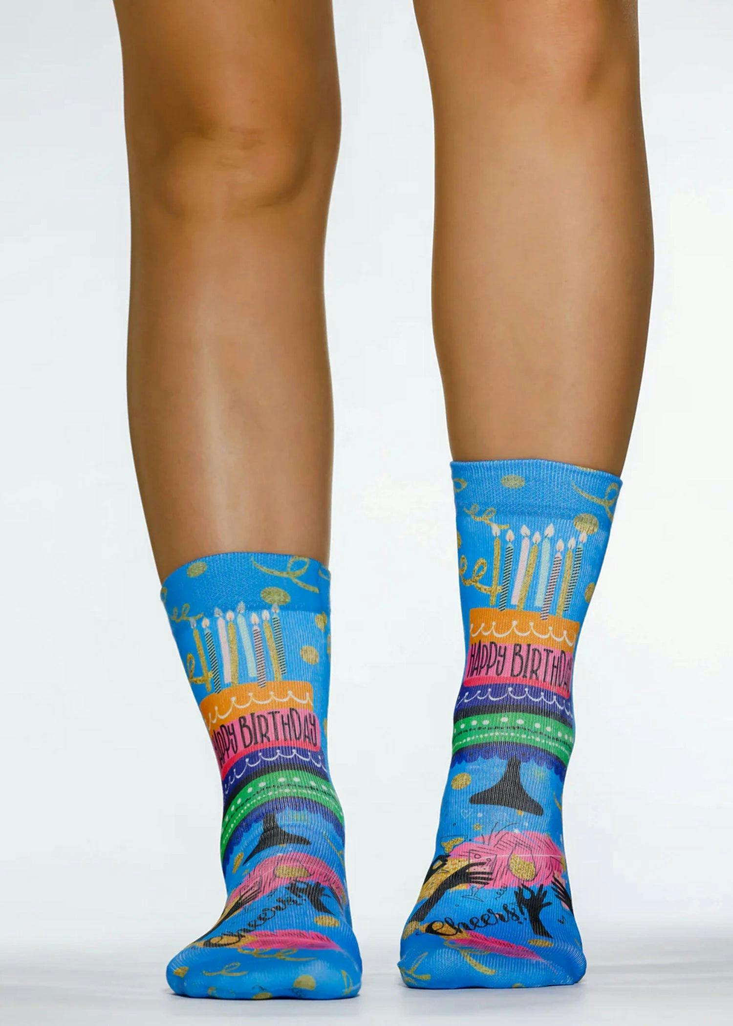 Jemsox Women's Light Birthday Cake Novelty Gift Socks