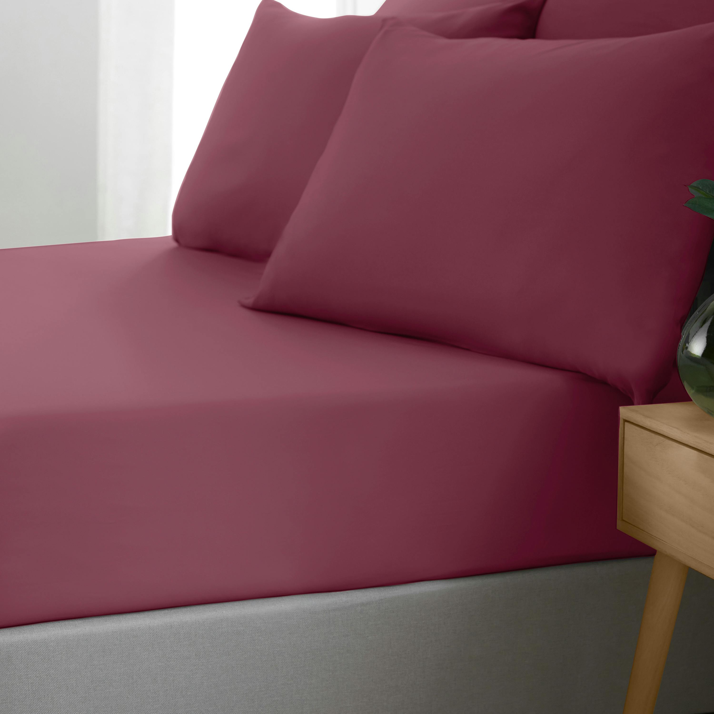 Rackhams Burgundy So Soft Non-Iron Fitted Sheet - Single