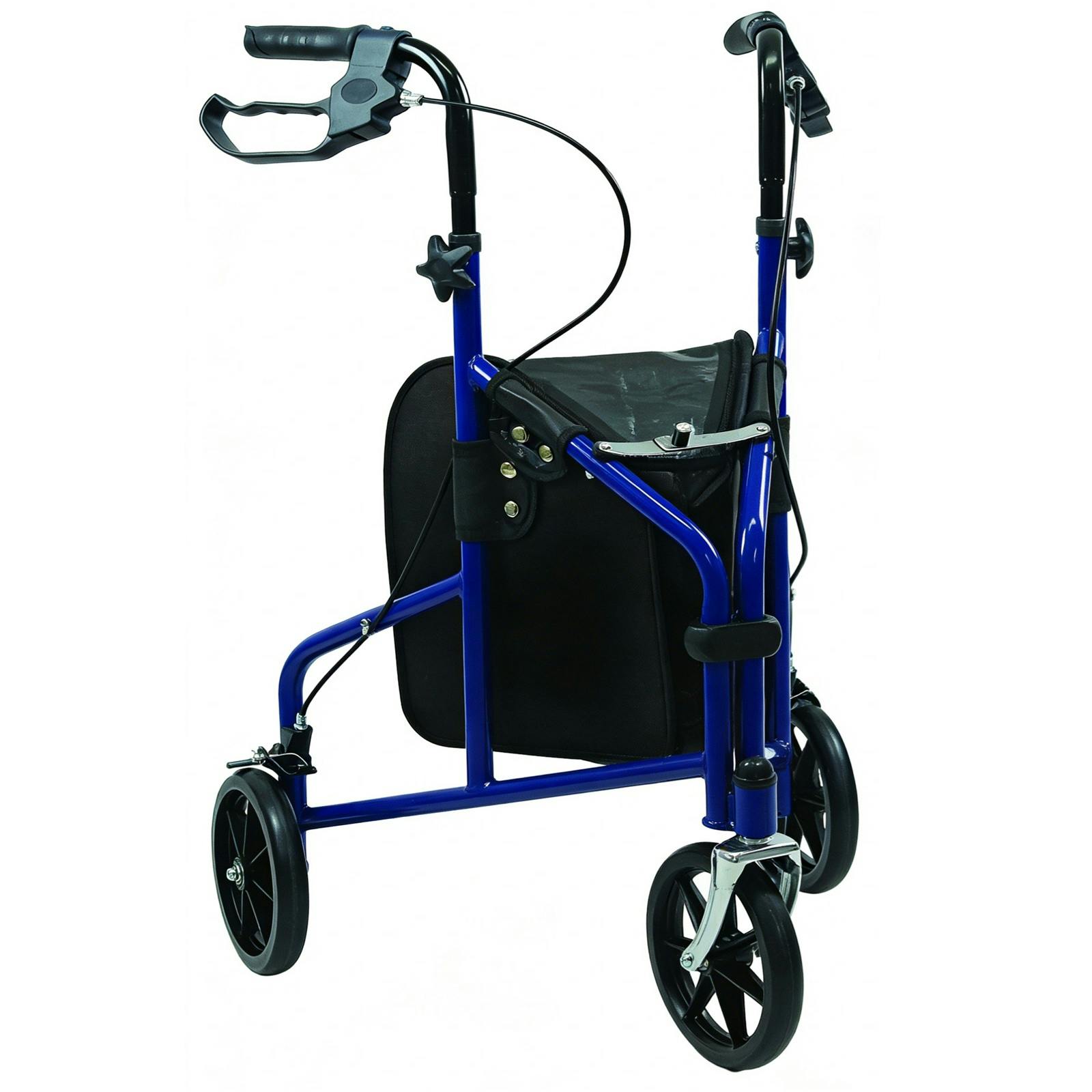 Gr8 Home 3 Wheel Rollator Walker Lightweight Folding Adjustable Height Brakes Bag 125Kg
