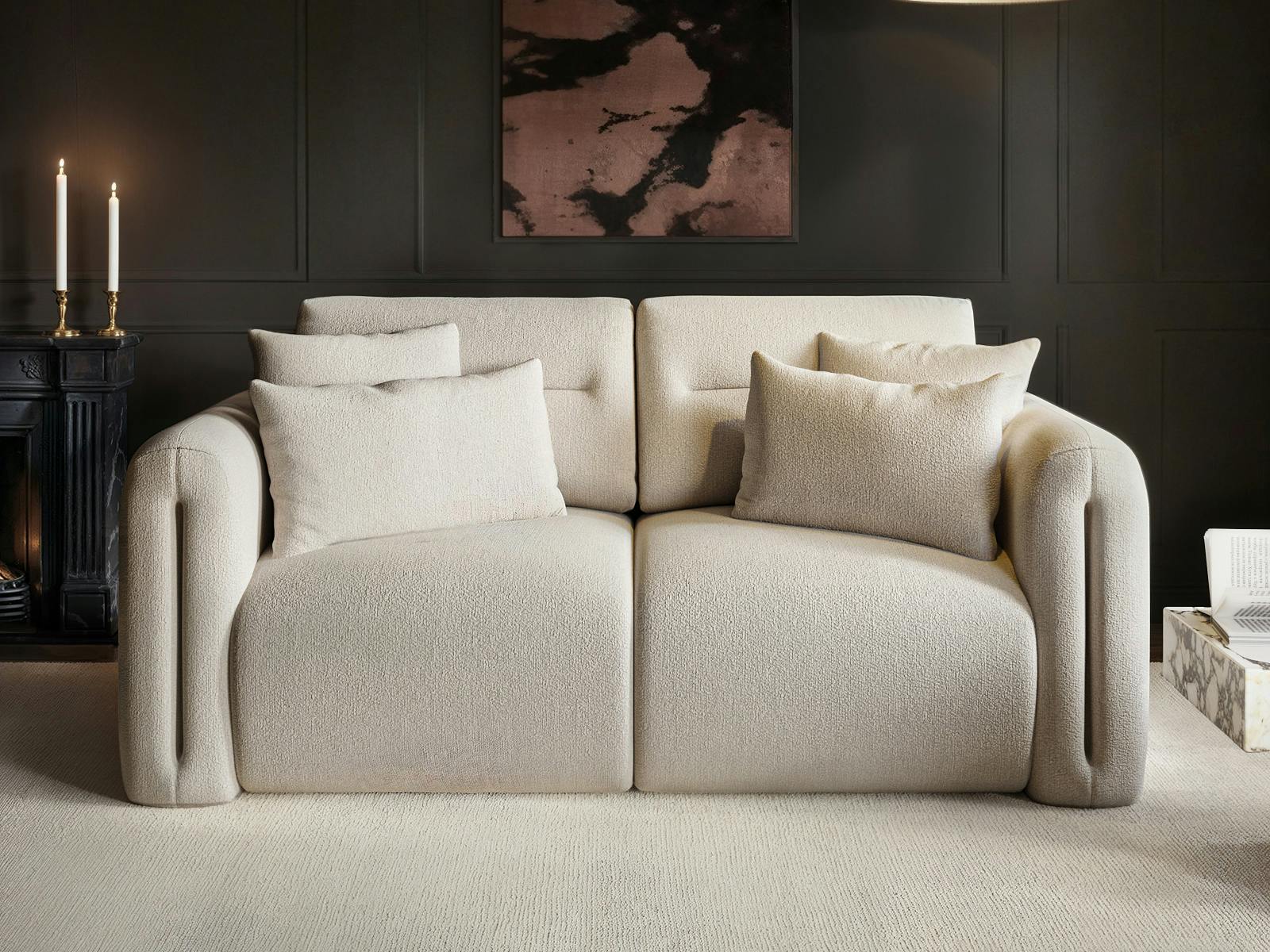 Solace+Co Beige Mabel 2 Seater Sofa Chenille - 2 Seater - Chenille