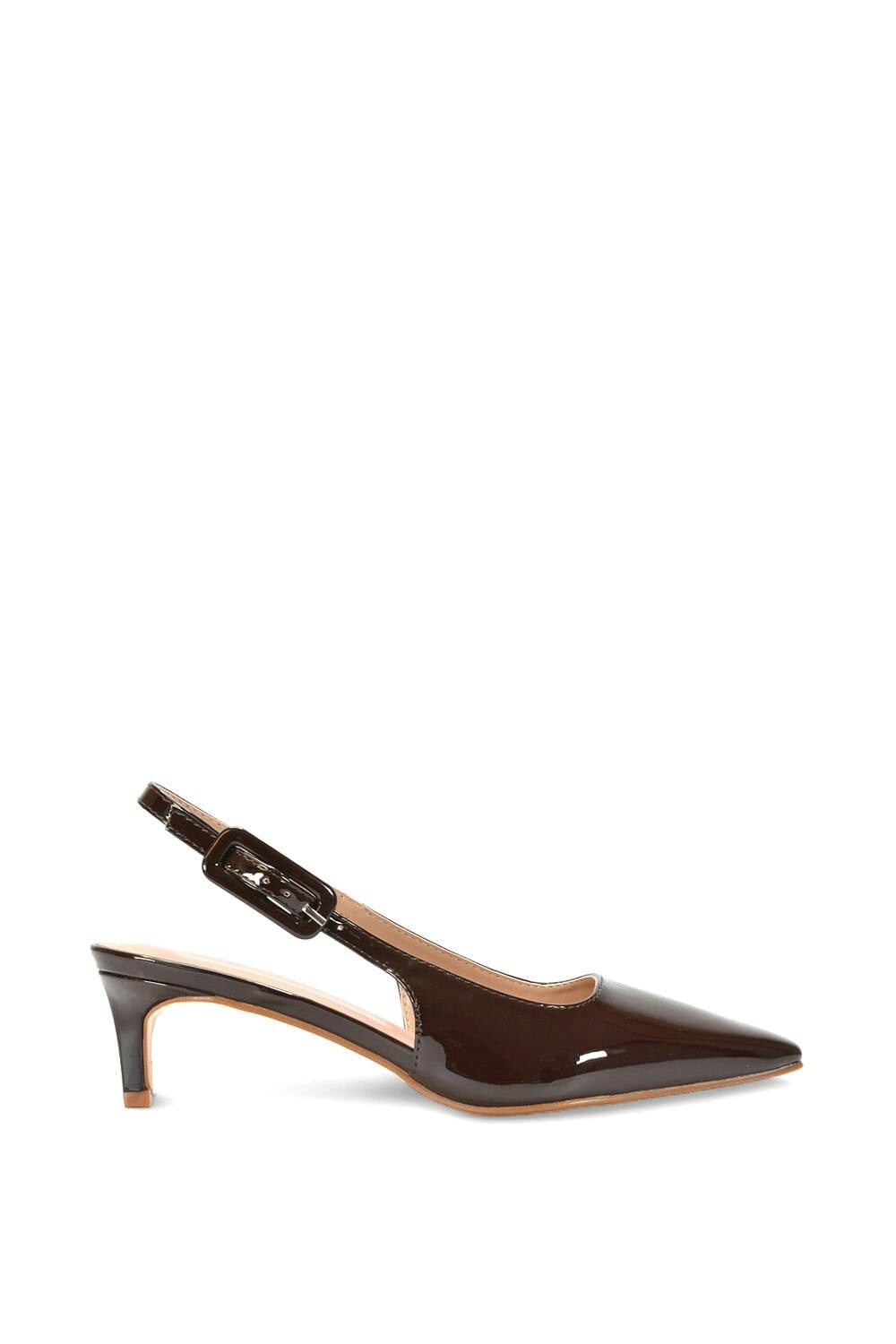 Xy London Women's Brown Kitten Heel Court Shoes With Slingback - 5